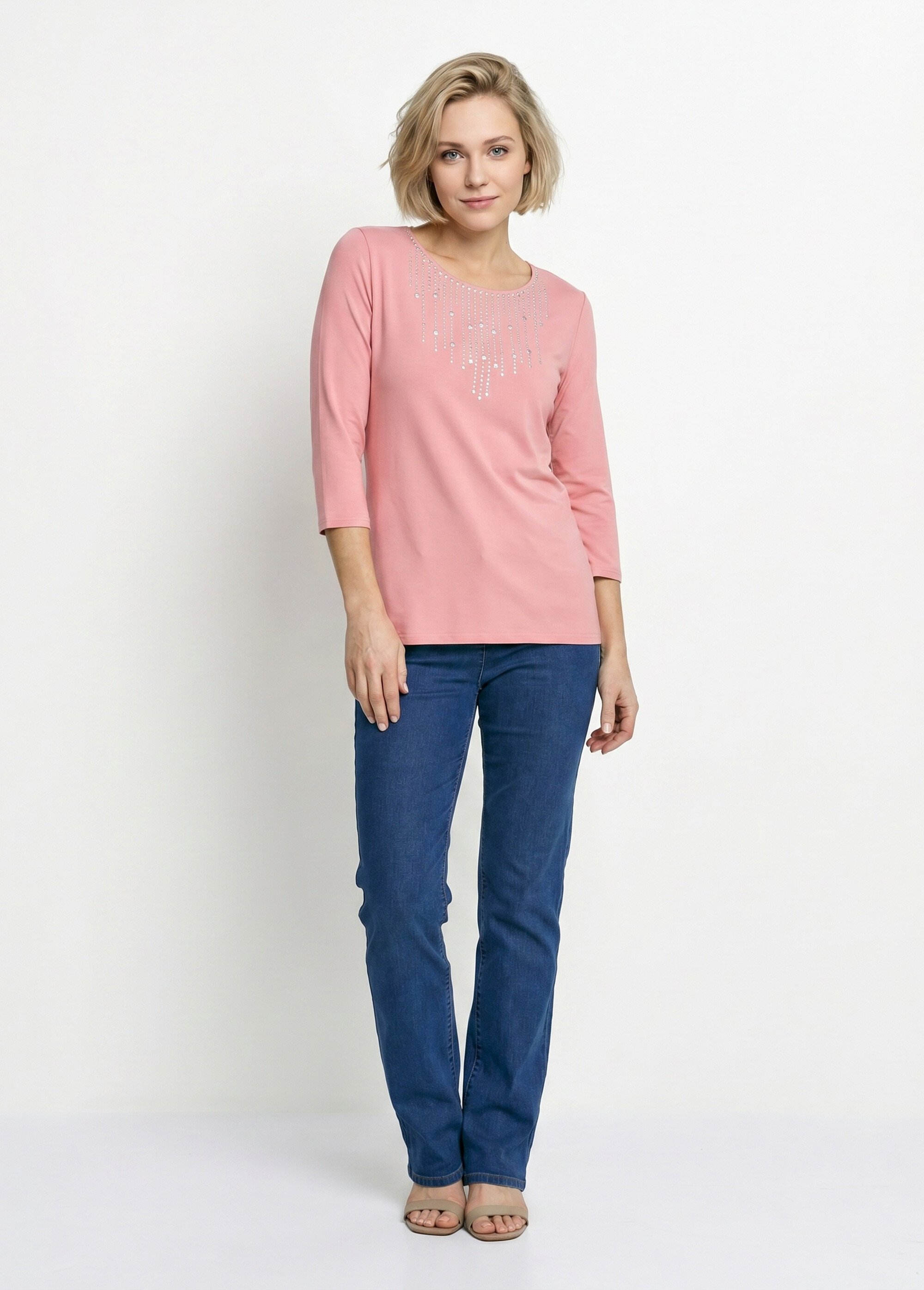 T-shirt manches 3/4 clouté fantaisie Femme Rose CHAPLIN SI1