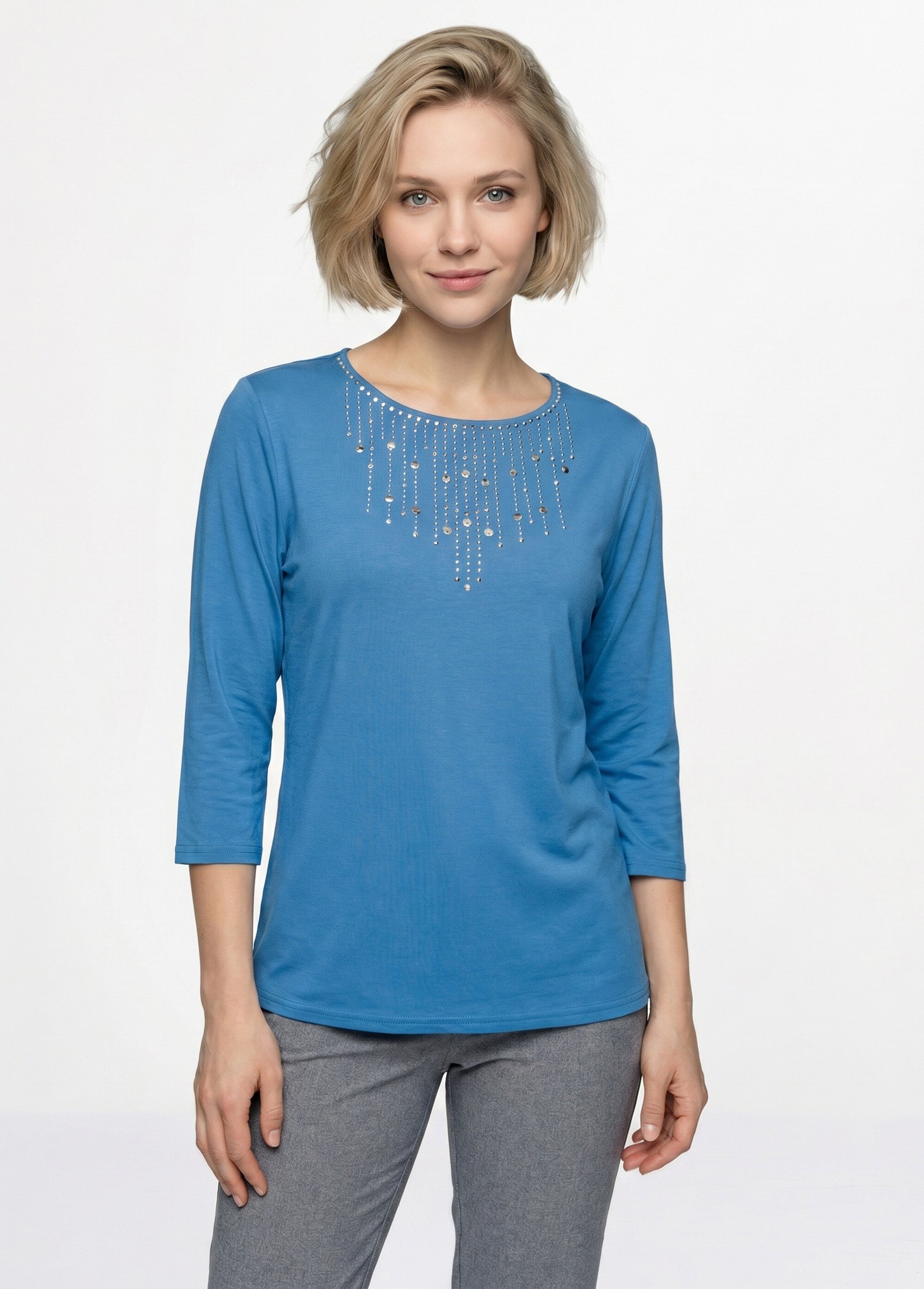 T-shirt manches 3/4 clouté fantaisie Femme Bleu CHAPLIN FA1
