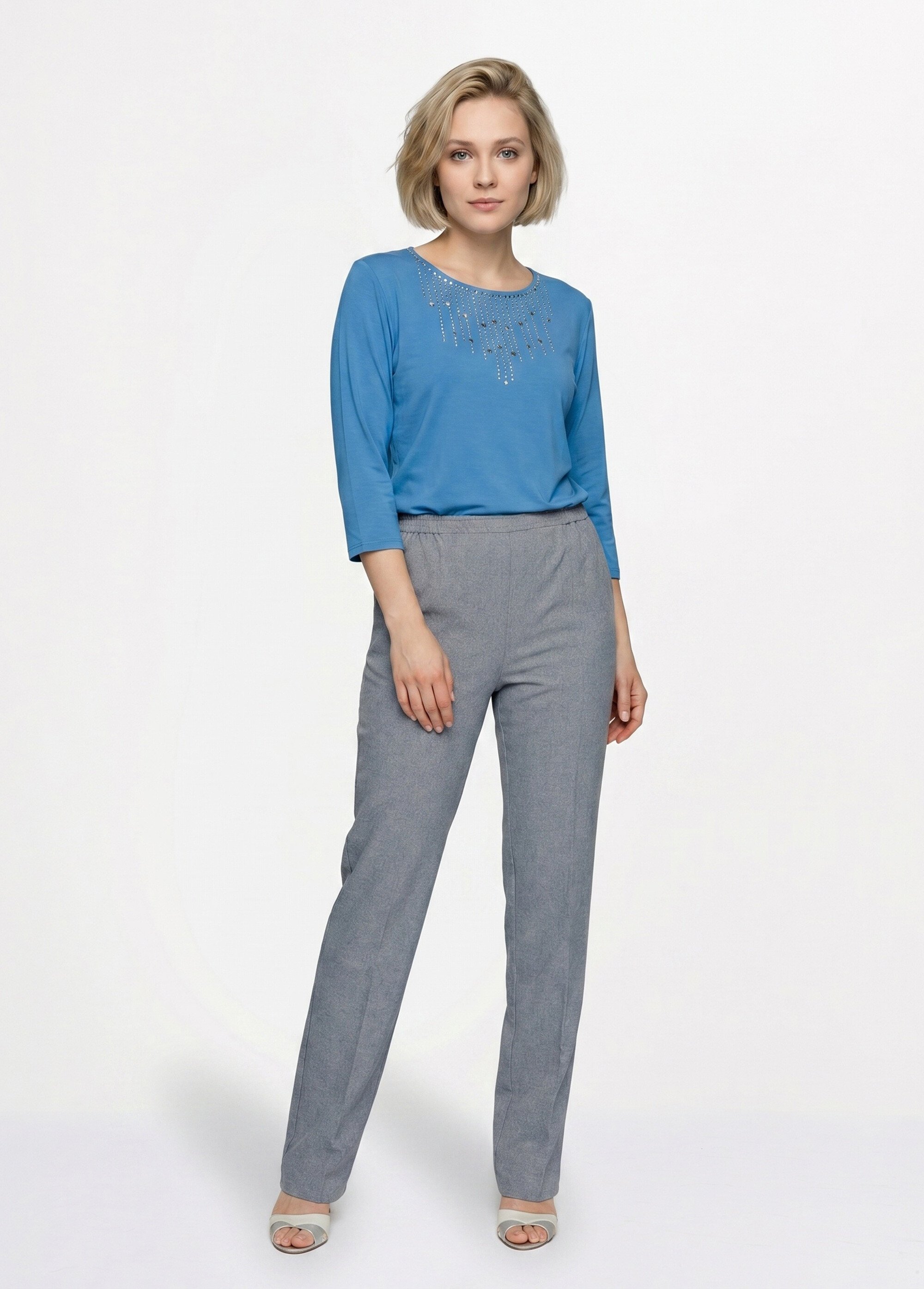 T-shirt manches 3/4 clouté fantaisie Femme Bleu CHAPLIN SI1