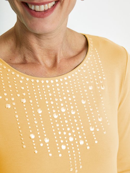T-shirt manches 3/4 clouté fantaisie Femme Jaune CHAPLIN DE1