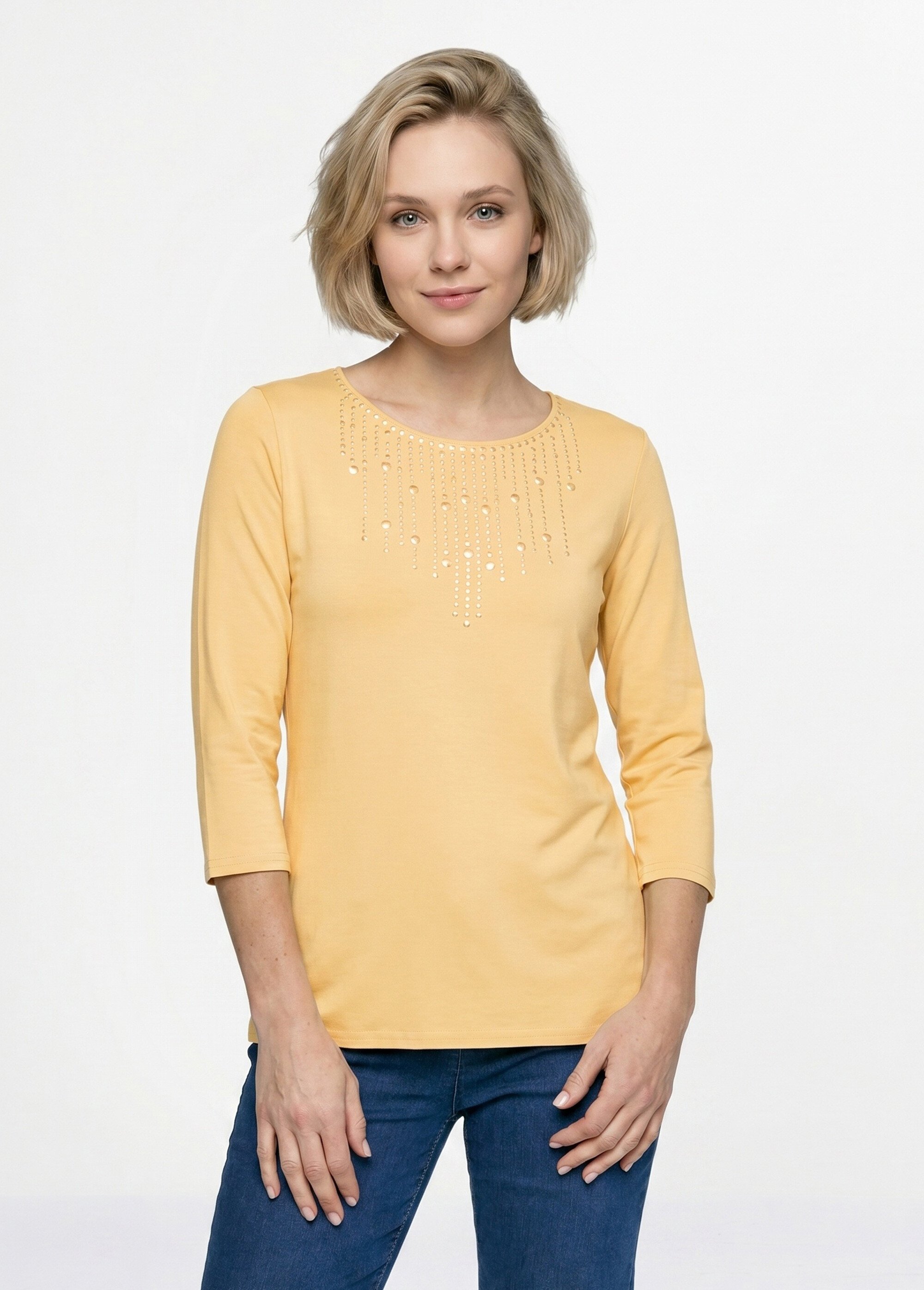 T-shirt manches 3/4 clouté fantaisie Femme Jaune CHAPLIN FA1