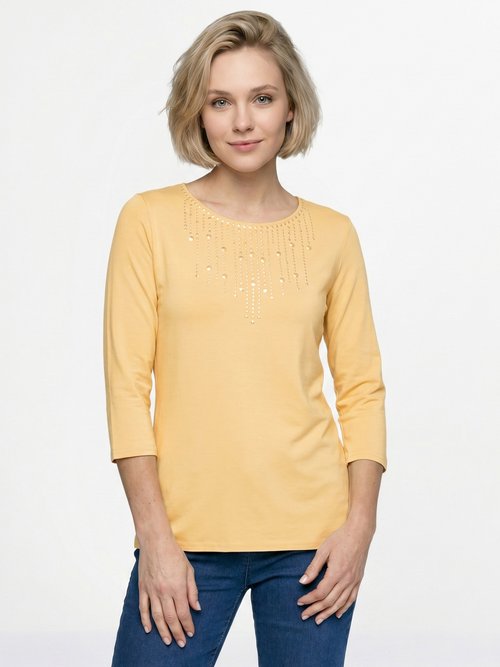 T-shirt manches 3/4 clouté fantaisie Femme Jaune CHAPLIN FA1