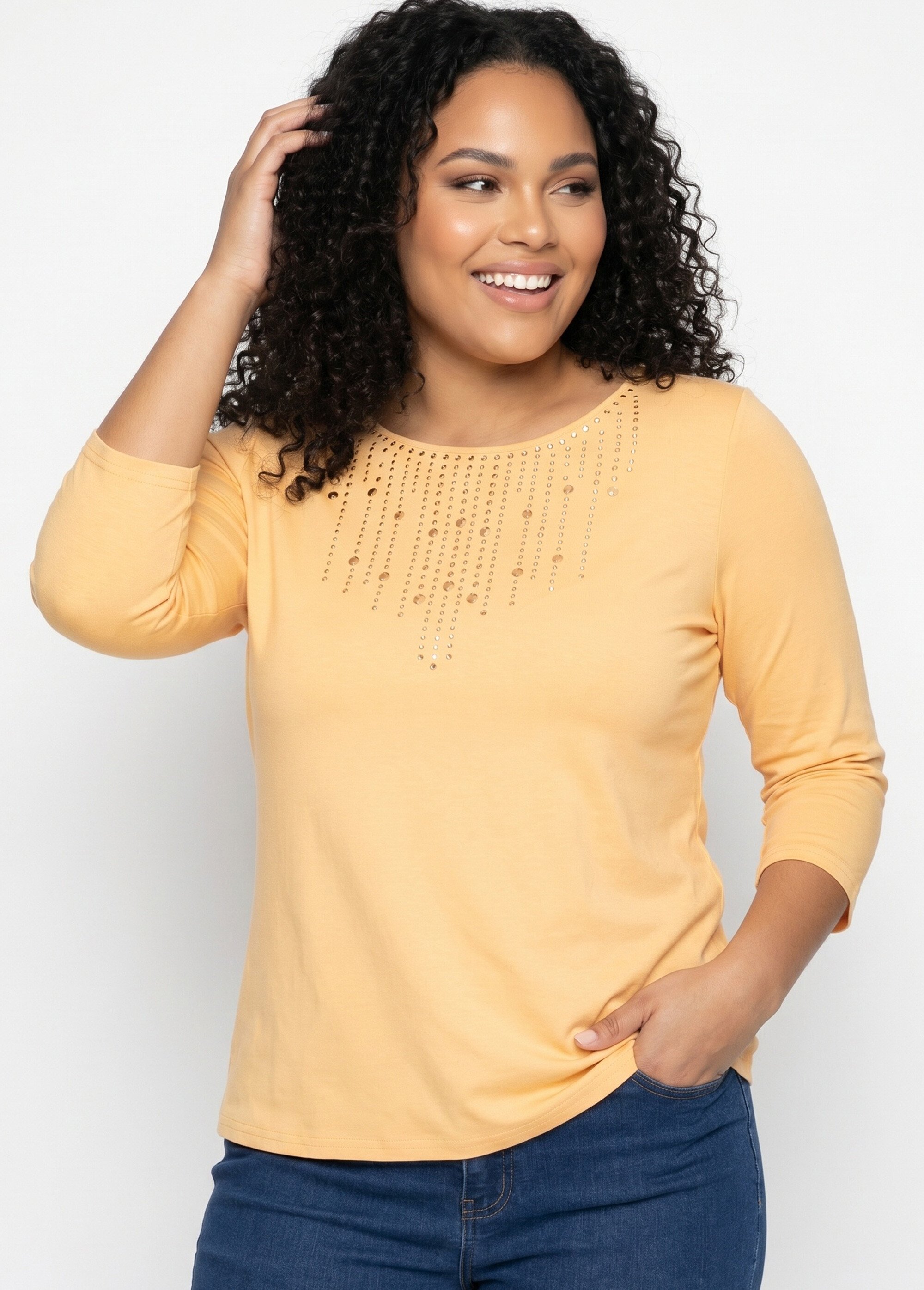 T-shirt manches 3/4 clouté fantaisie