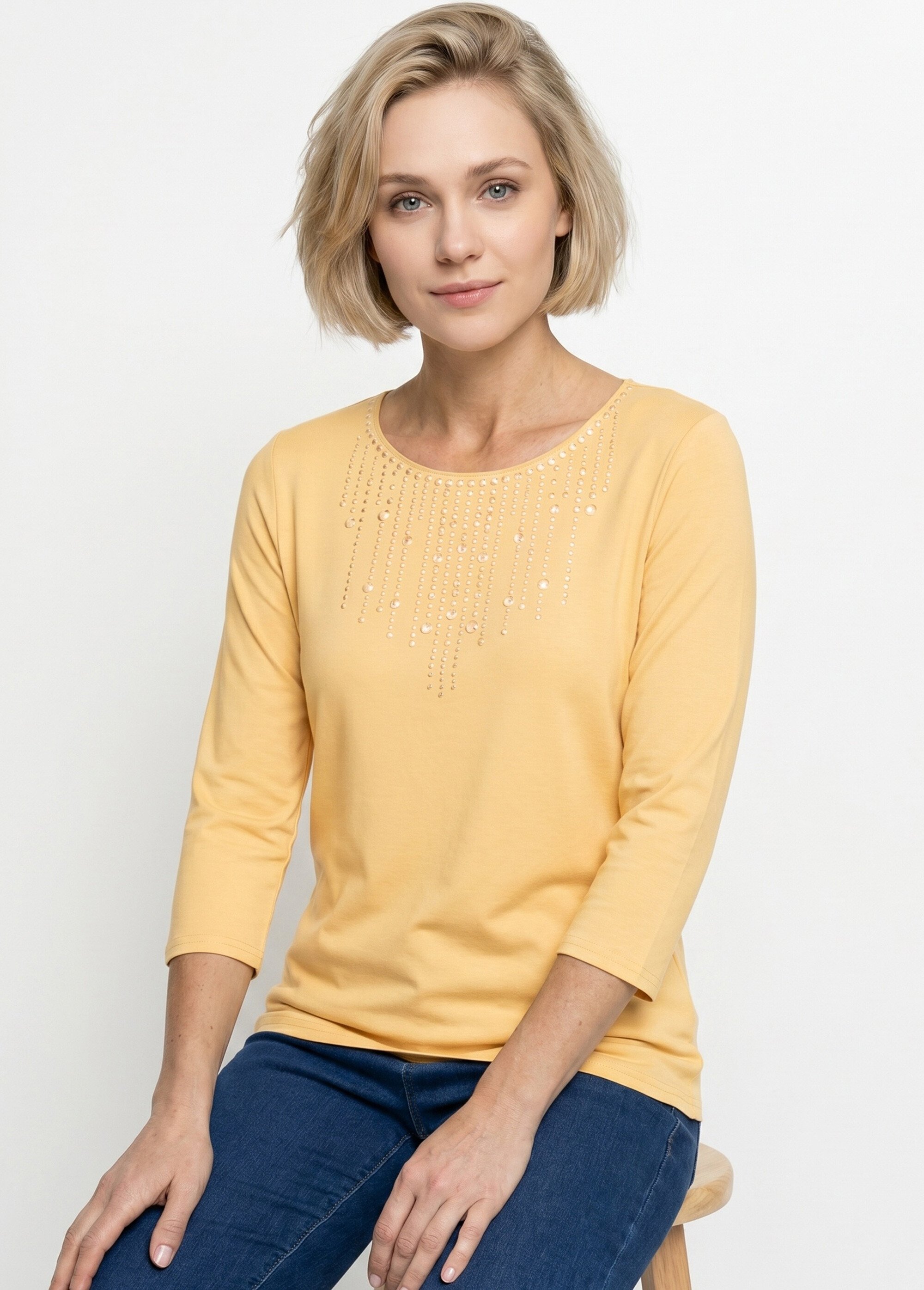 T-shirt manches 3/4 clouté fantaisie