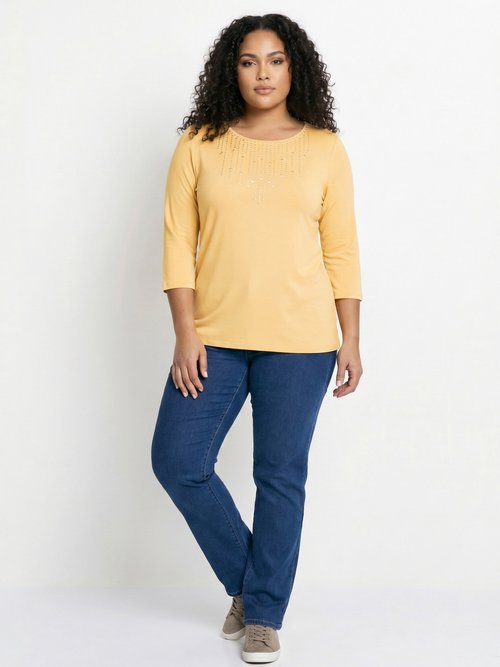 T-shirt manches 3/4 clouté fantaisie Femme Grande Taille Jaune CHAPLIN SI1
