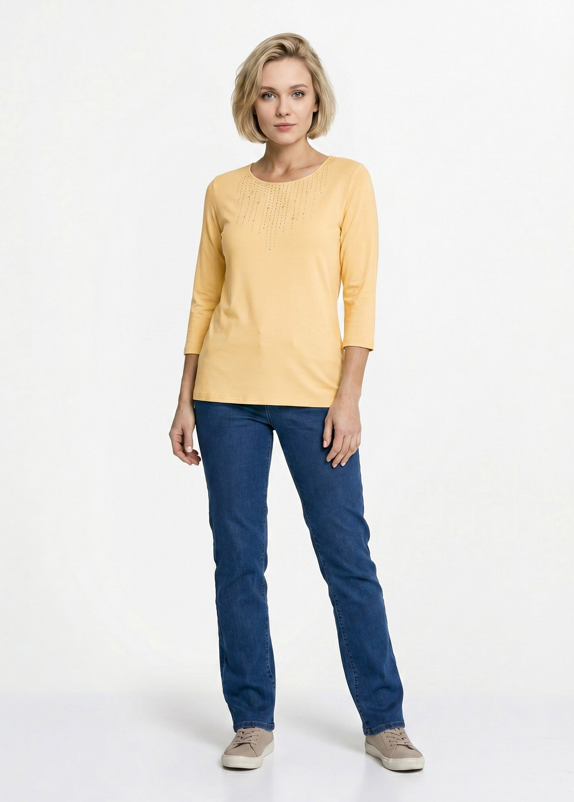 T-shirt manches 3/4 clouté fantaisie Femme Jaune CHAPLIN SI1