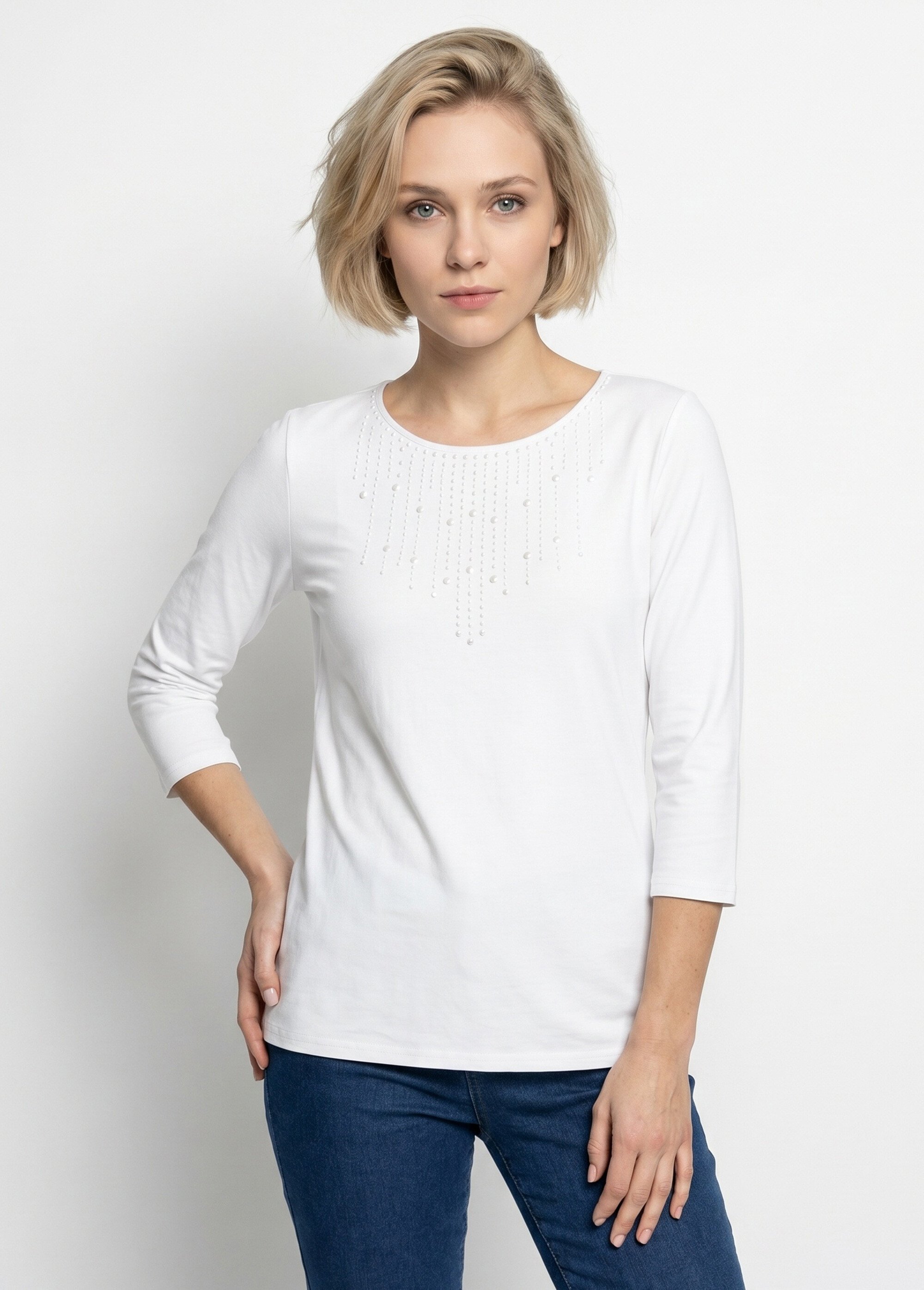 T-shirt manches 3/4 clouté fantaisie Femme Blanc CHAPLIN FA1
