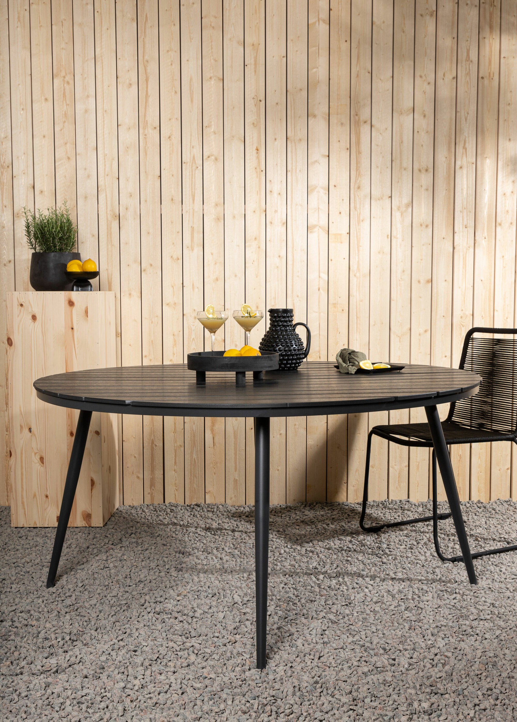 Table de jardin diam 150cm alu et érable NOIR VEN-2081-408 SI1