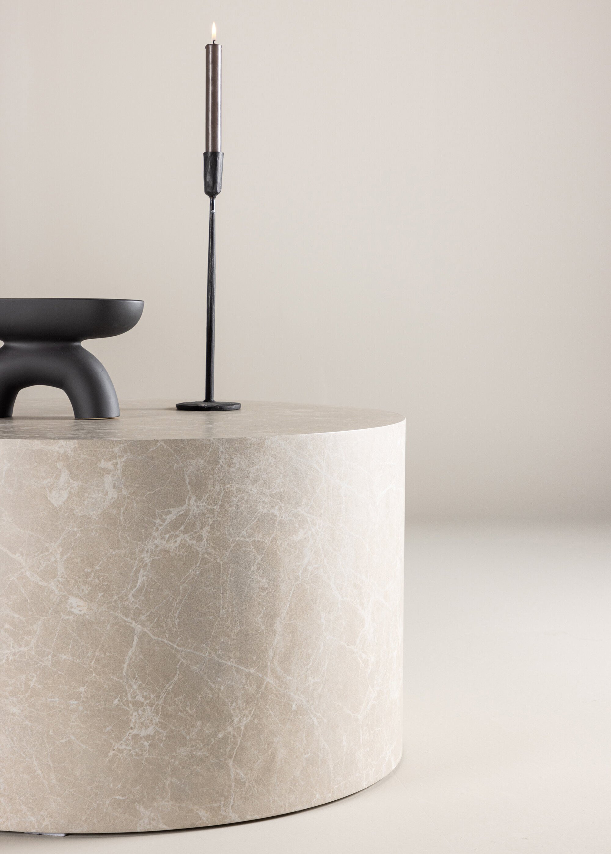 Table ronde design effet pierre BEIGE VEN-61196-102 DE3