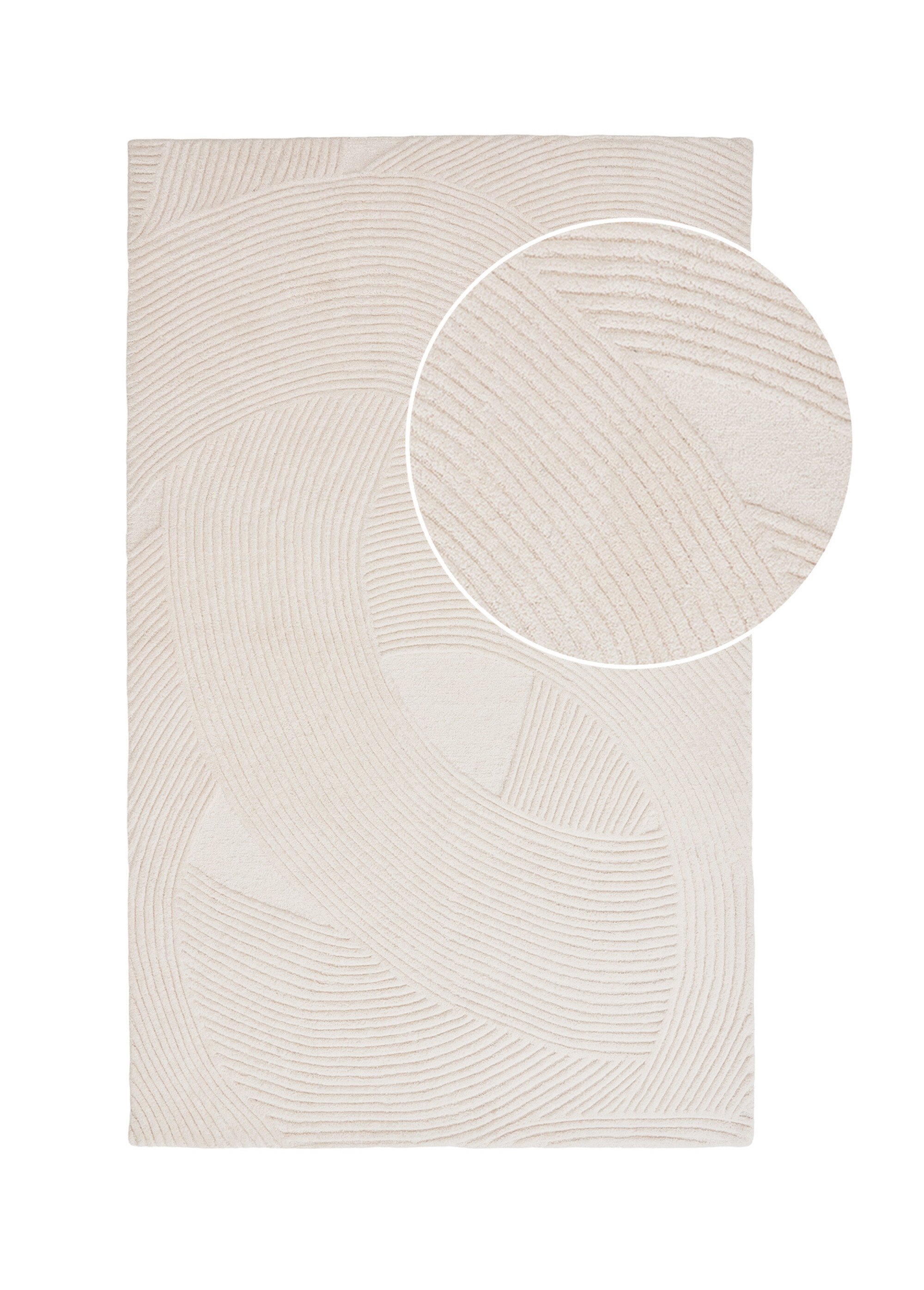 Tapis graphique pure laine tufté main 1C Beige HN-3981530 DE1