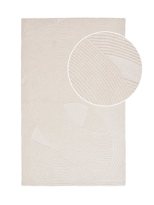 Tapis graphique pure laine tufté main 1C Beige HN-3981530 DE1