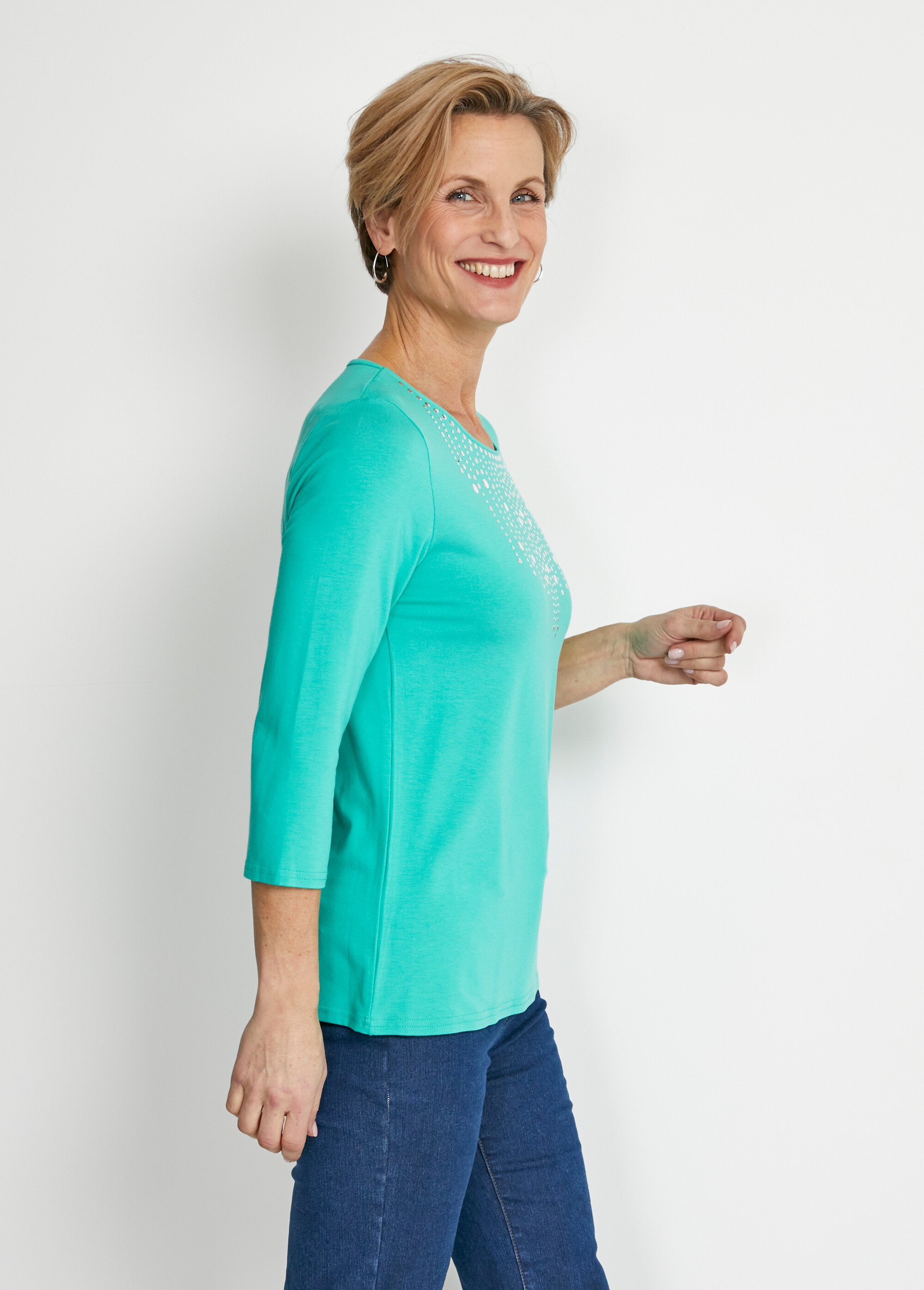 T-shirt manches 3/4 clouté fantaisie Femme Vert CHAPLIN DR1