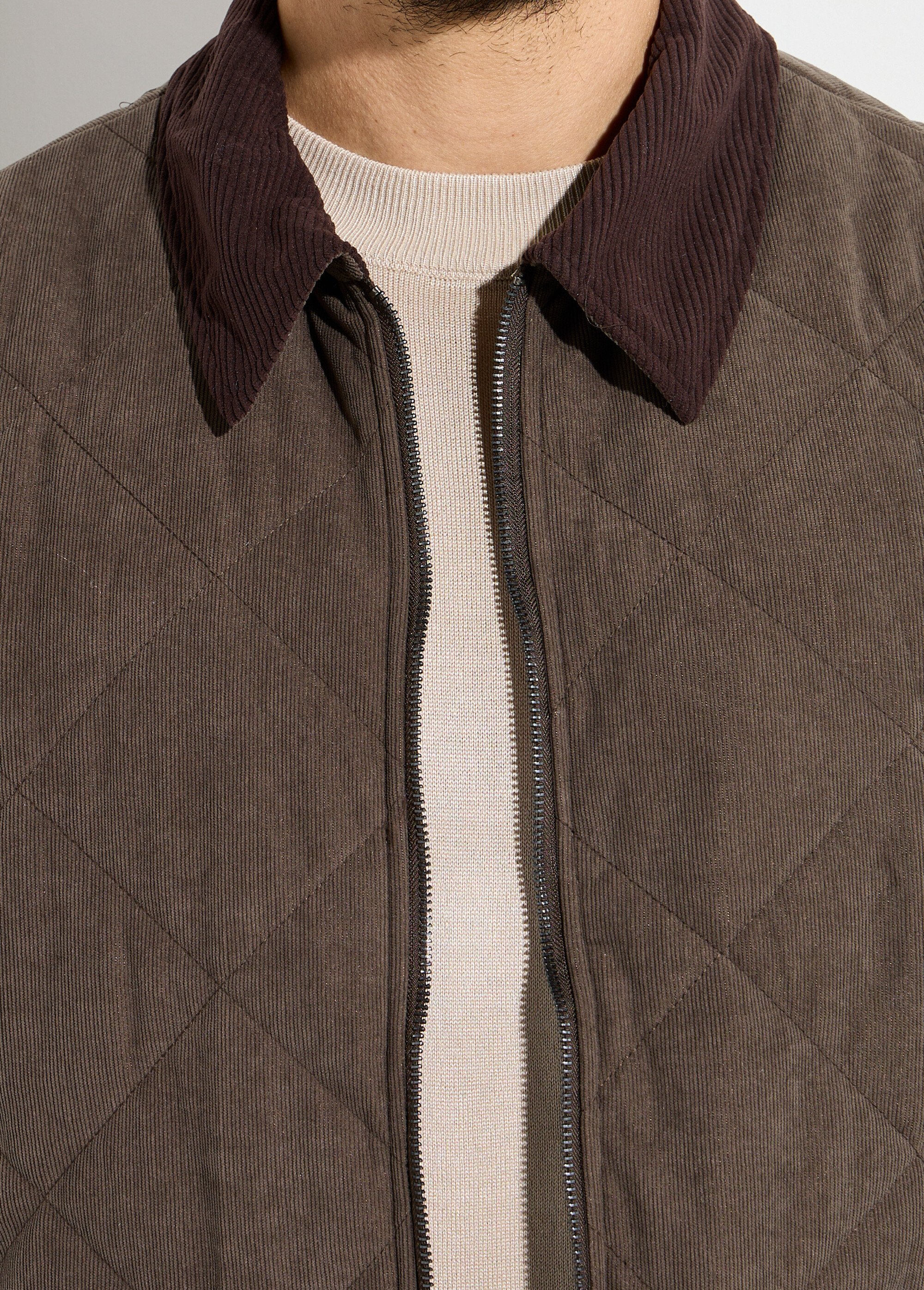 Veste matelassée en velours fine cotes Homme Vert LYS652320 DE2