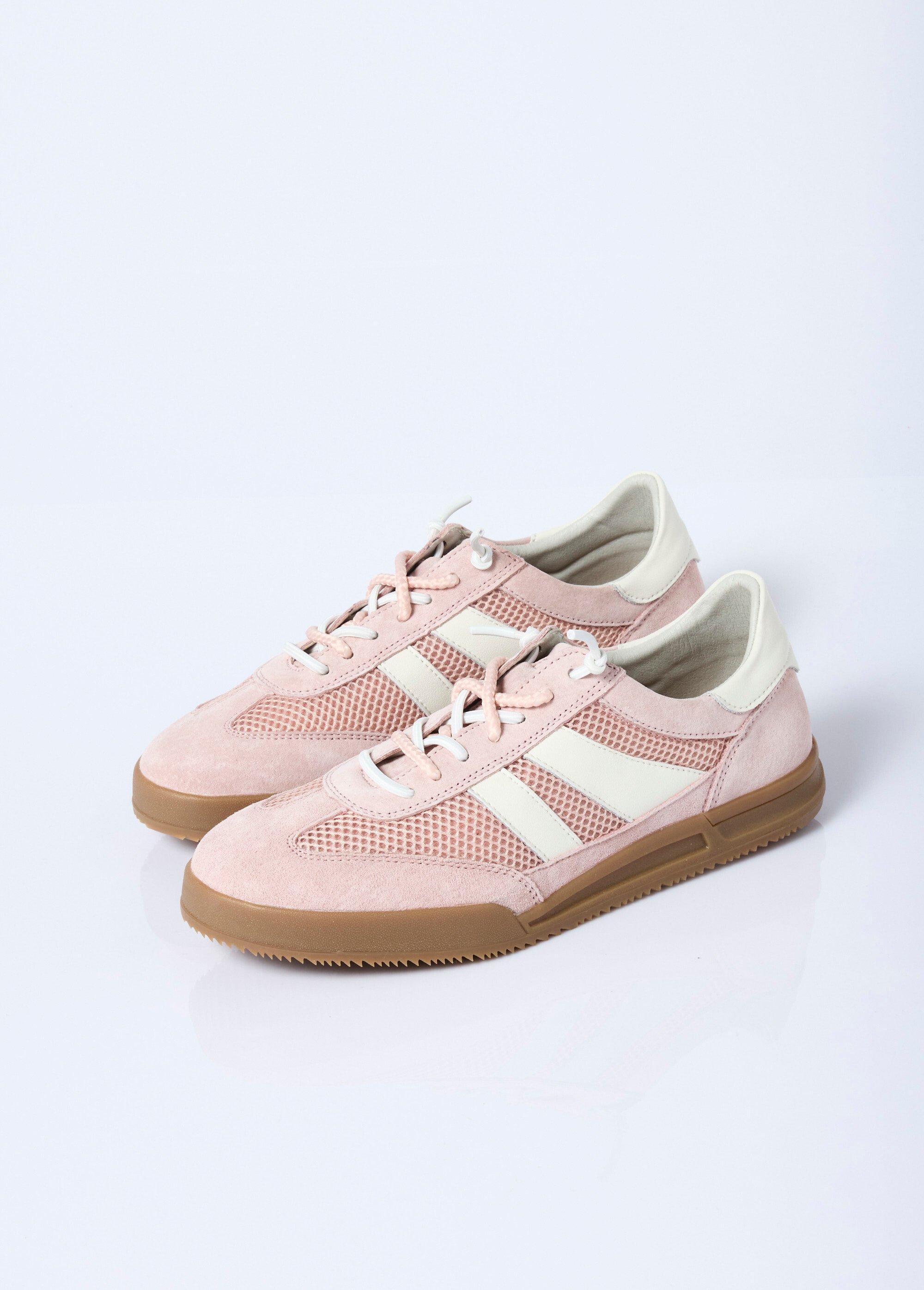 Baskets cuir double laçage largeur confort Femme Rose OSMIE DE1