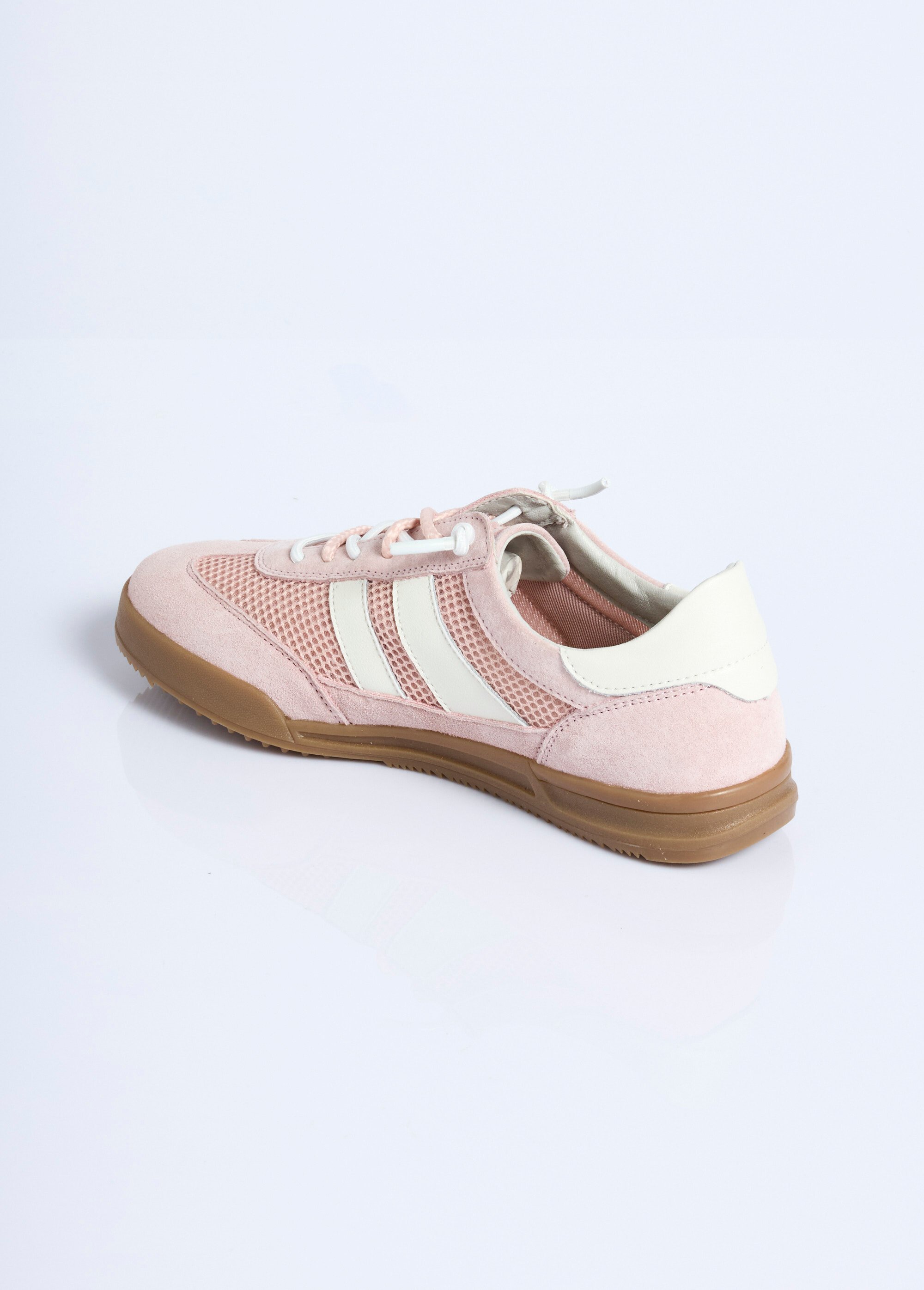 Baskets cuir double laçage largeur confort Femme Rose OSMIE DO1