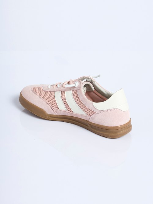 Baskets cuir double laçage largeur confort Femme Rose OSMIE DO1