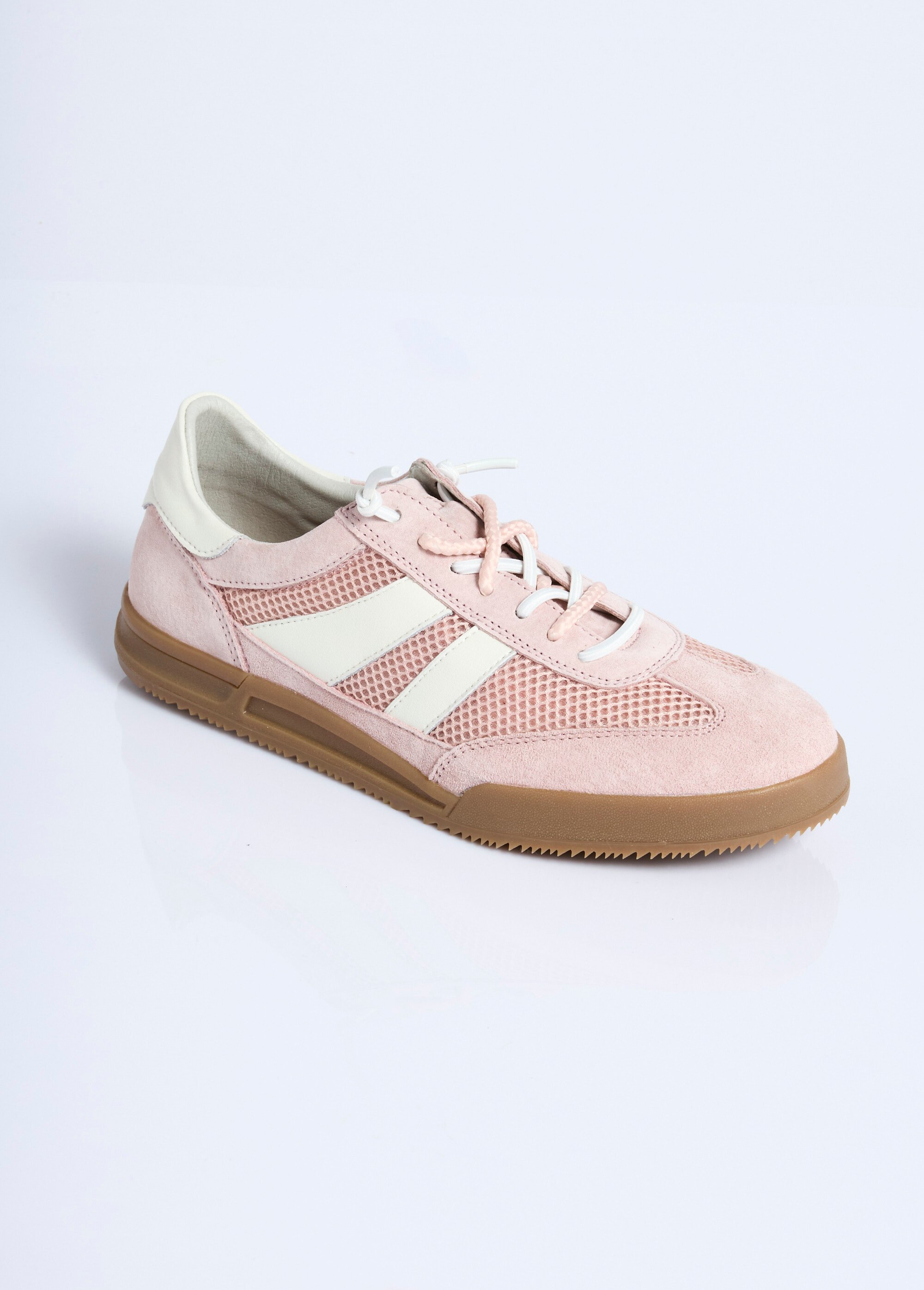 Baskets cuir double laçage largeur confort Femme Rose OSMIE FA1