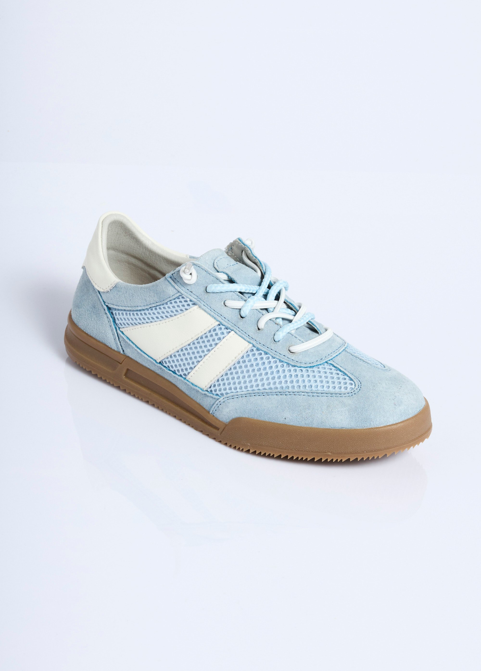 Baskets cuir double laçage largeur confort Femme Bleu OSMIE FA1