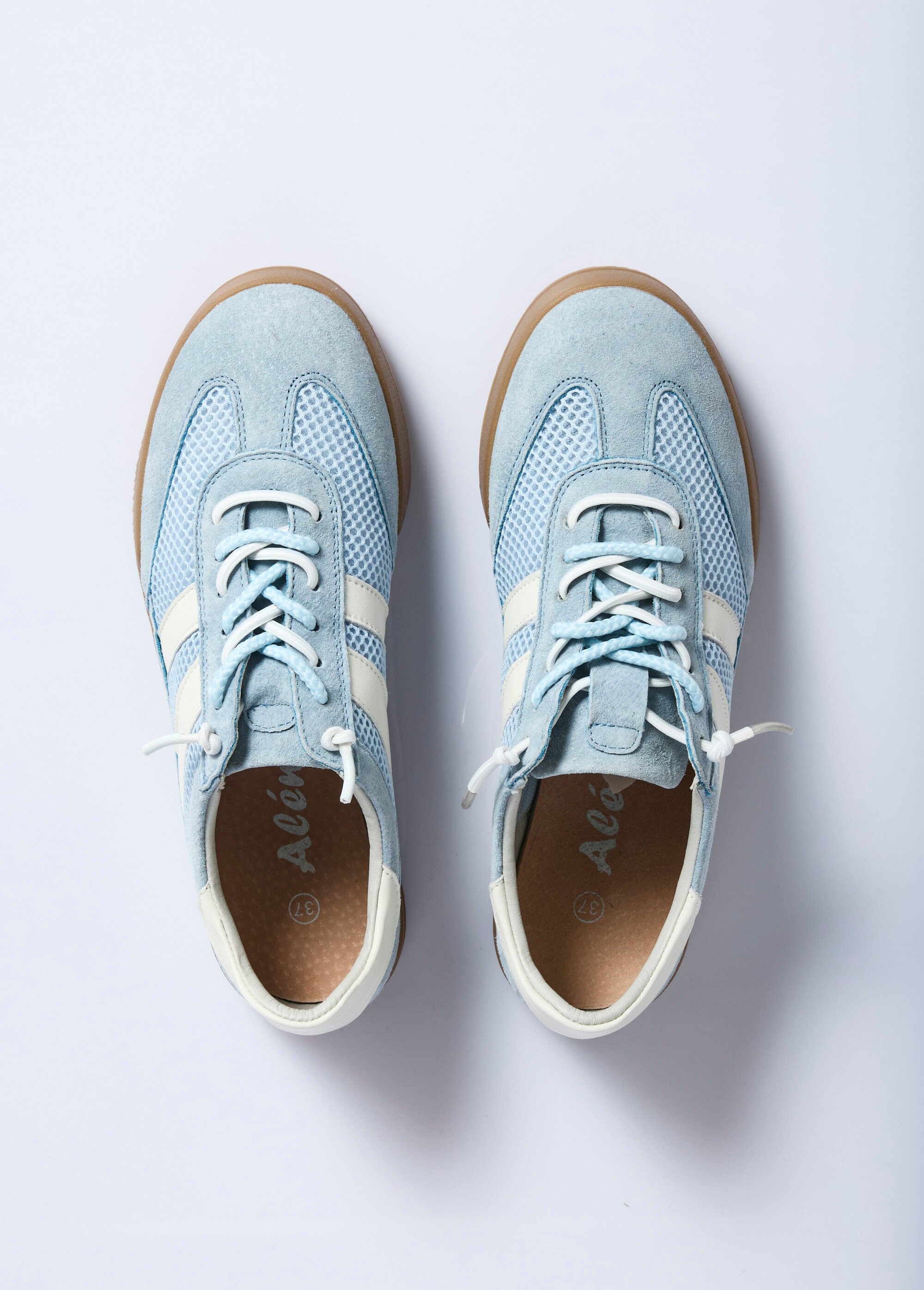 Baskets cuir double laçage largeur confort Femme Bleu OSMIE OV1