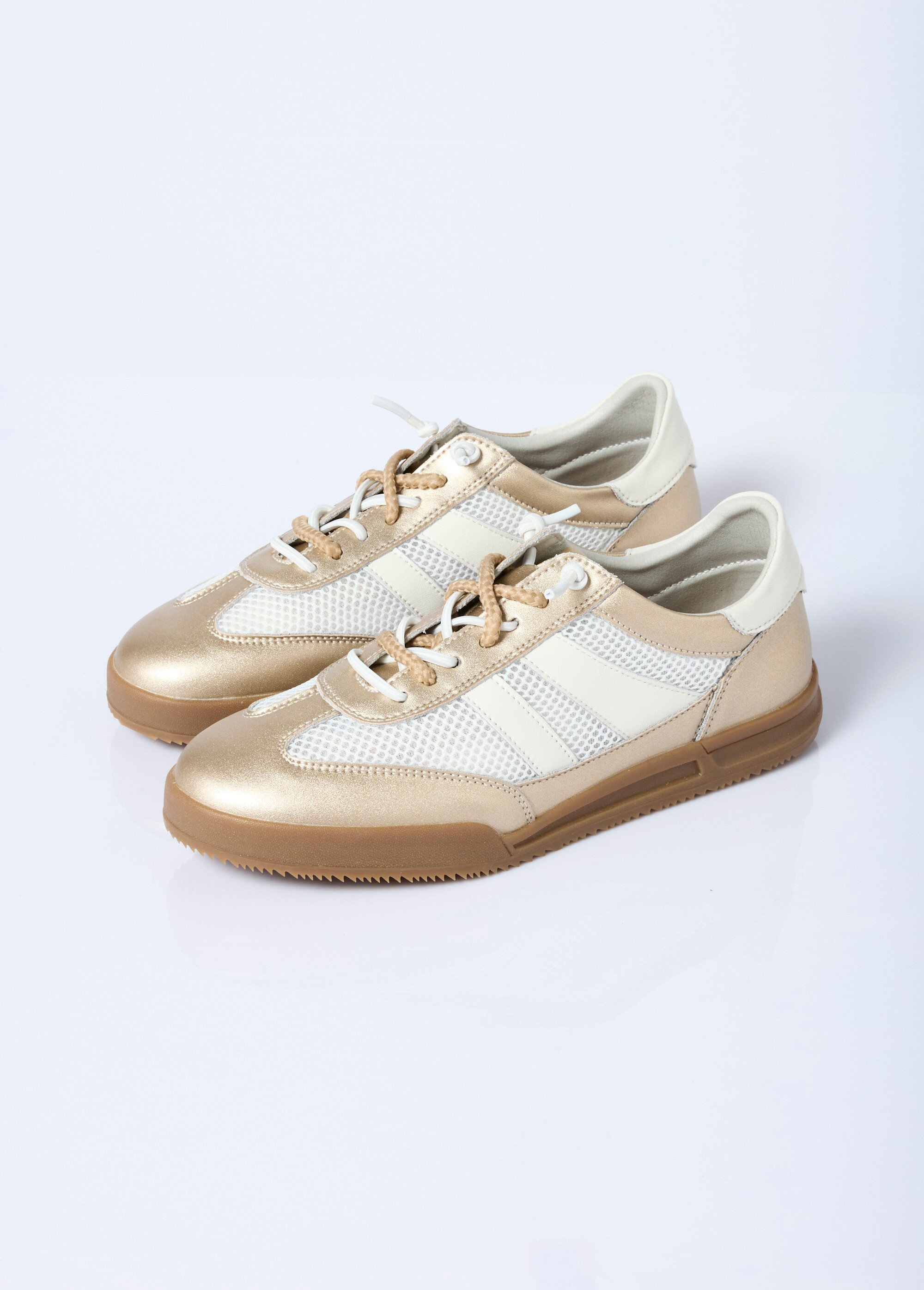 Baskets cuir double laçage largeur confort Femme Doré OSMIE DE1