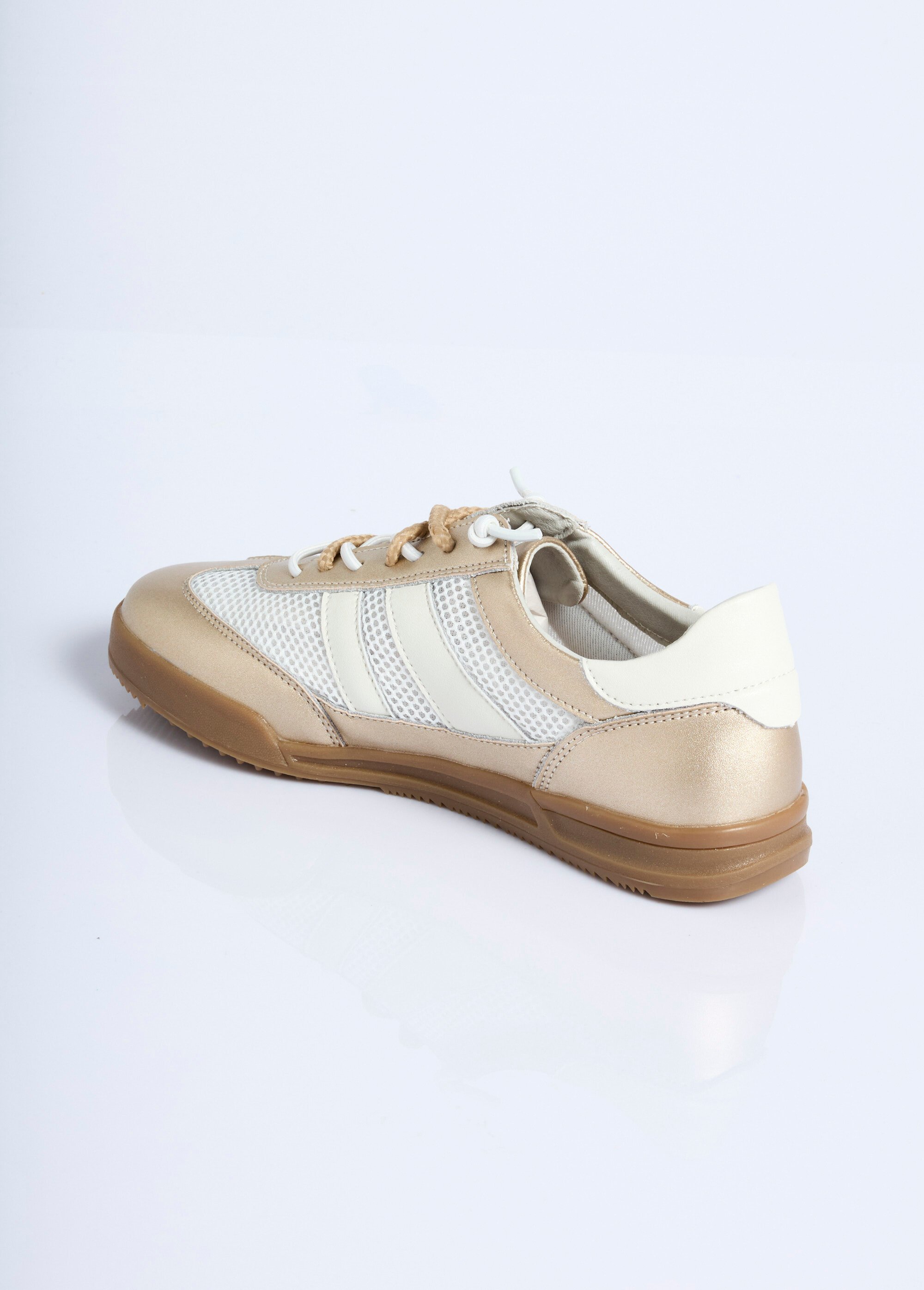 Baskets cuir double laçage largeur confort Femme Doré OSMIE DO1