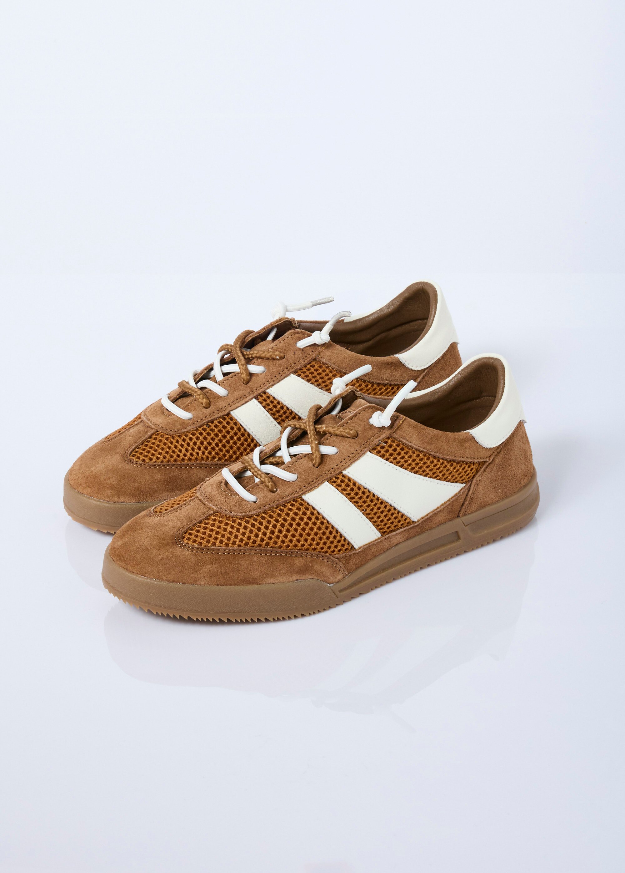 Baskets cuir double laçage largeur confort Femme Marron OSMIE DE1