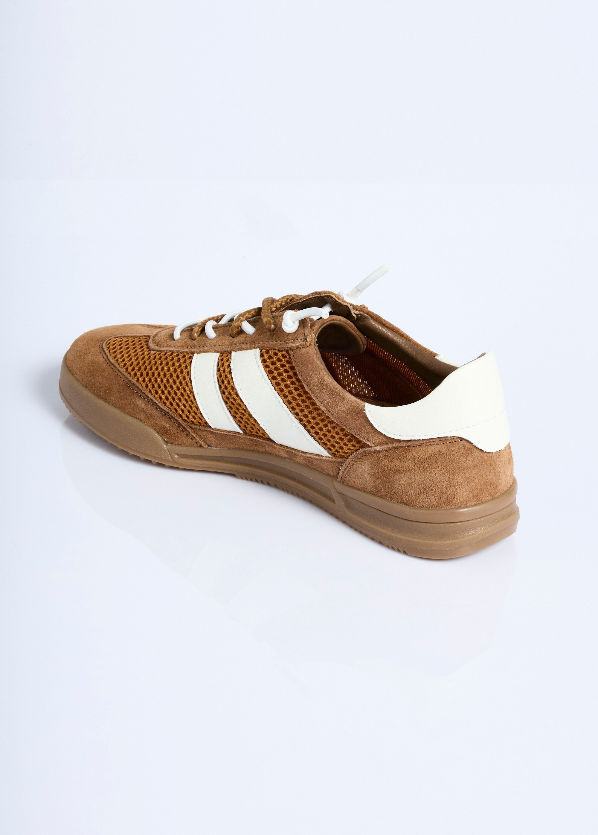 Baskets cuir double laçage largeur confort Femme Marron OSMIE DO1