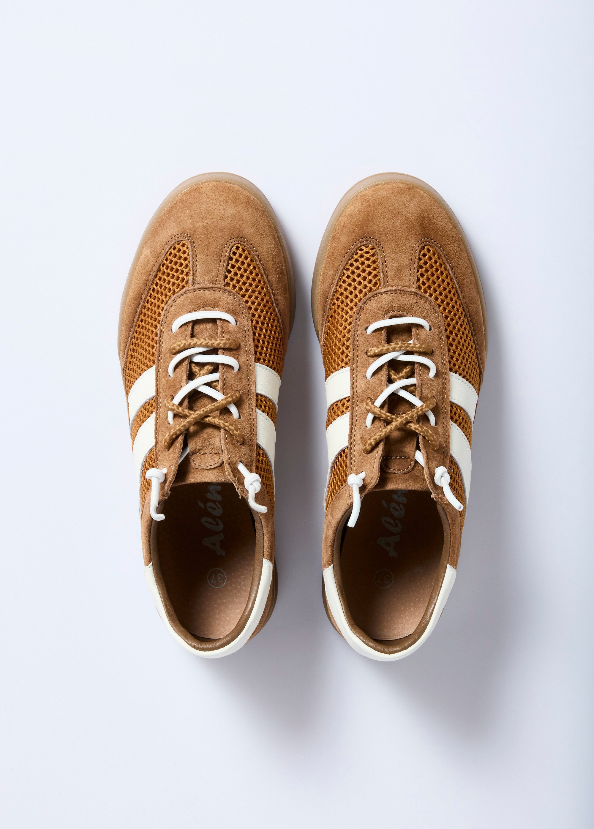 Baskets cuir double laçage largeur confort Femme Marron OSMIE OV1