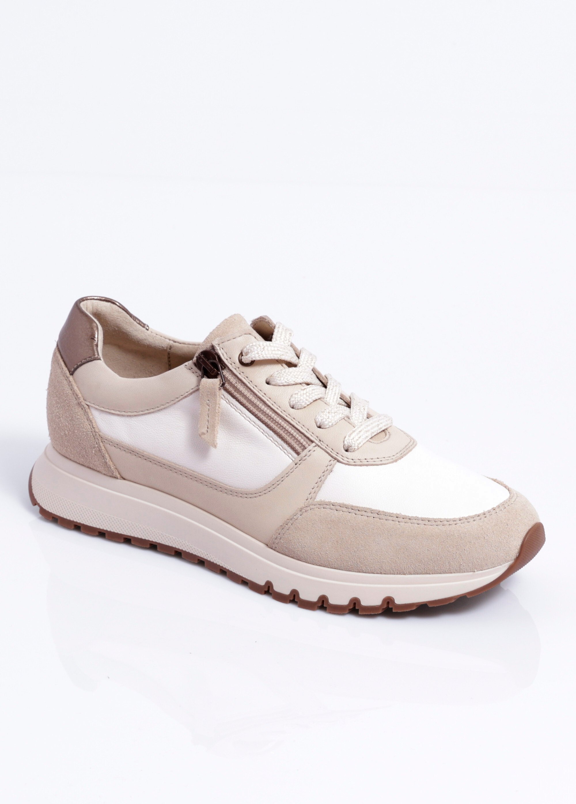 Baskets cuir multimatière largeur confort Femme Blanc OVEDA FA1