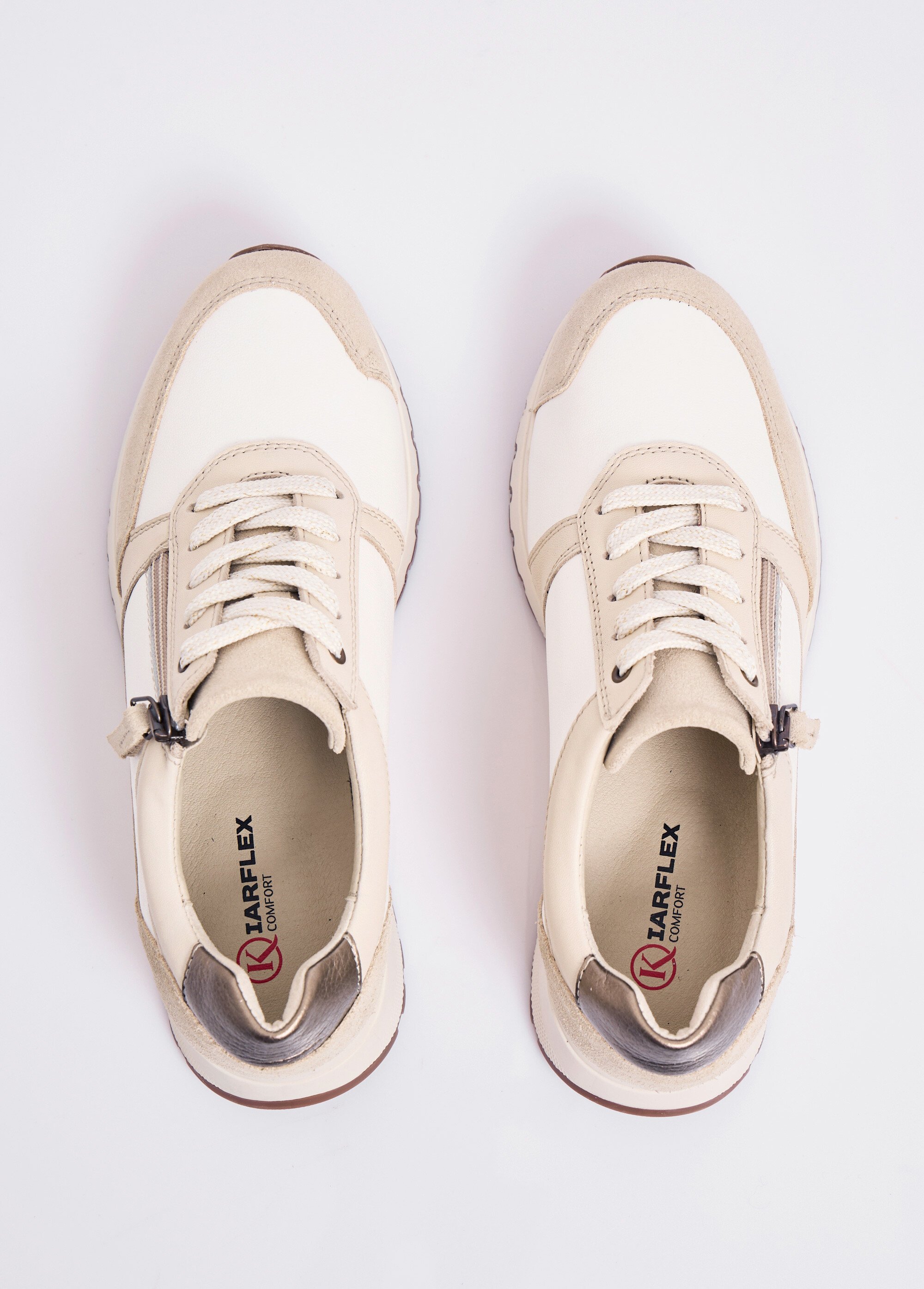 Baskets cuir multimatière largeur confort Femme Blanc OVEDA OV1