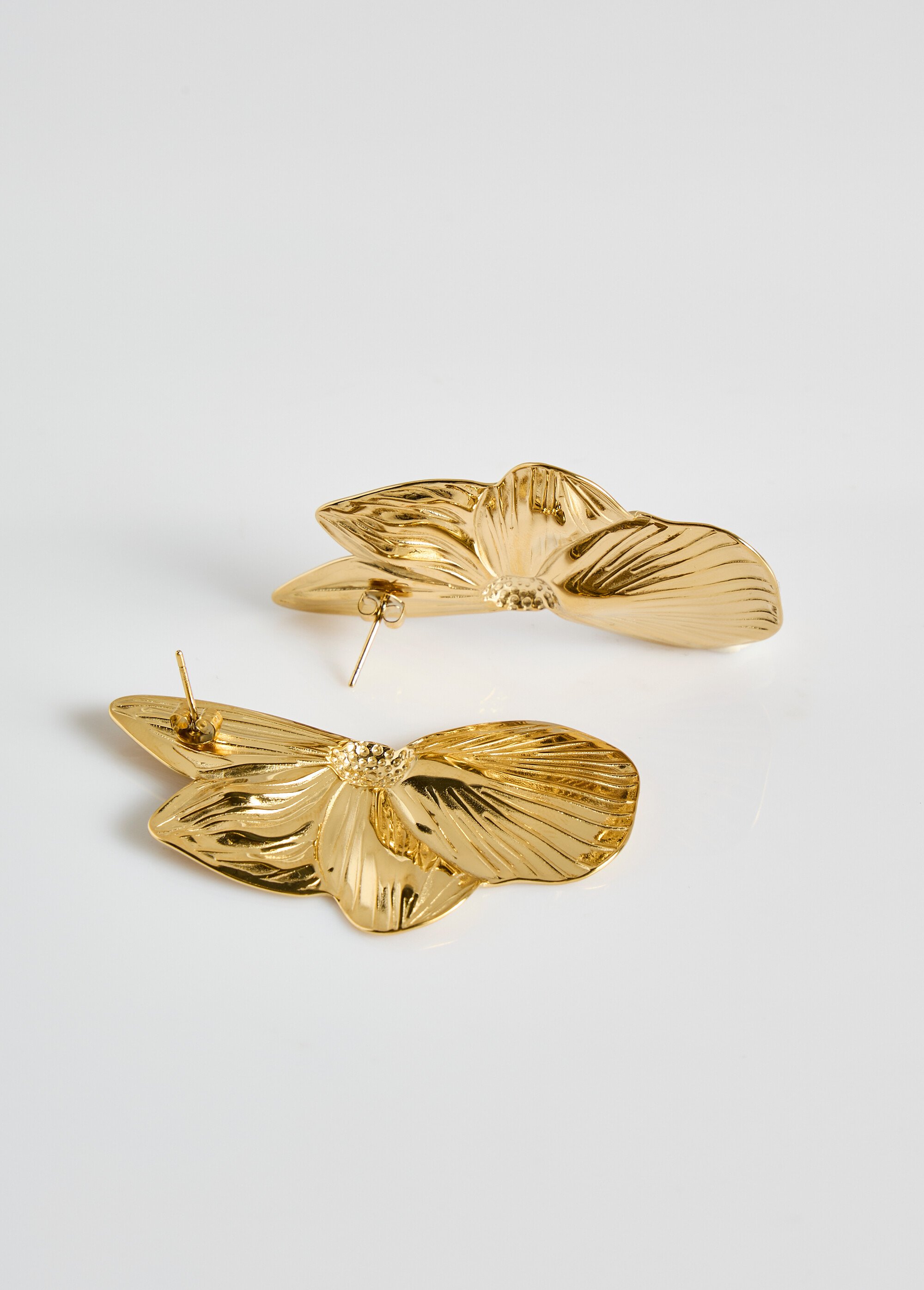 Boucles d'oreilles inox demi fleurs Doré L05-212 DE1