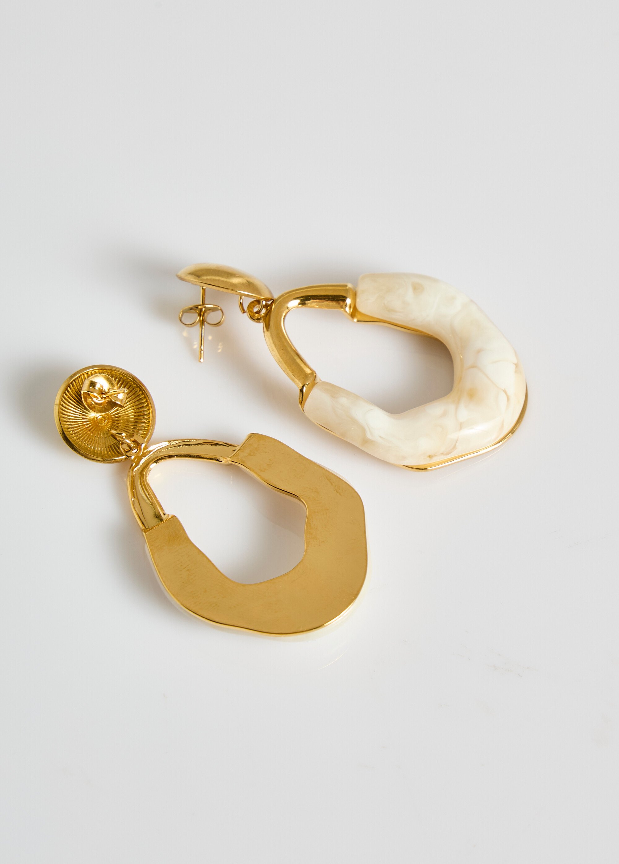 Boucles d'oreilles acier inox et résine Doré L03-537 DE1