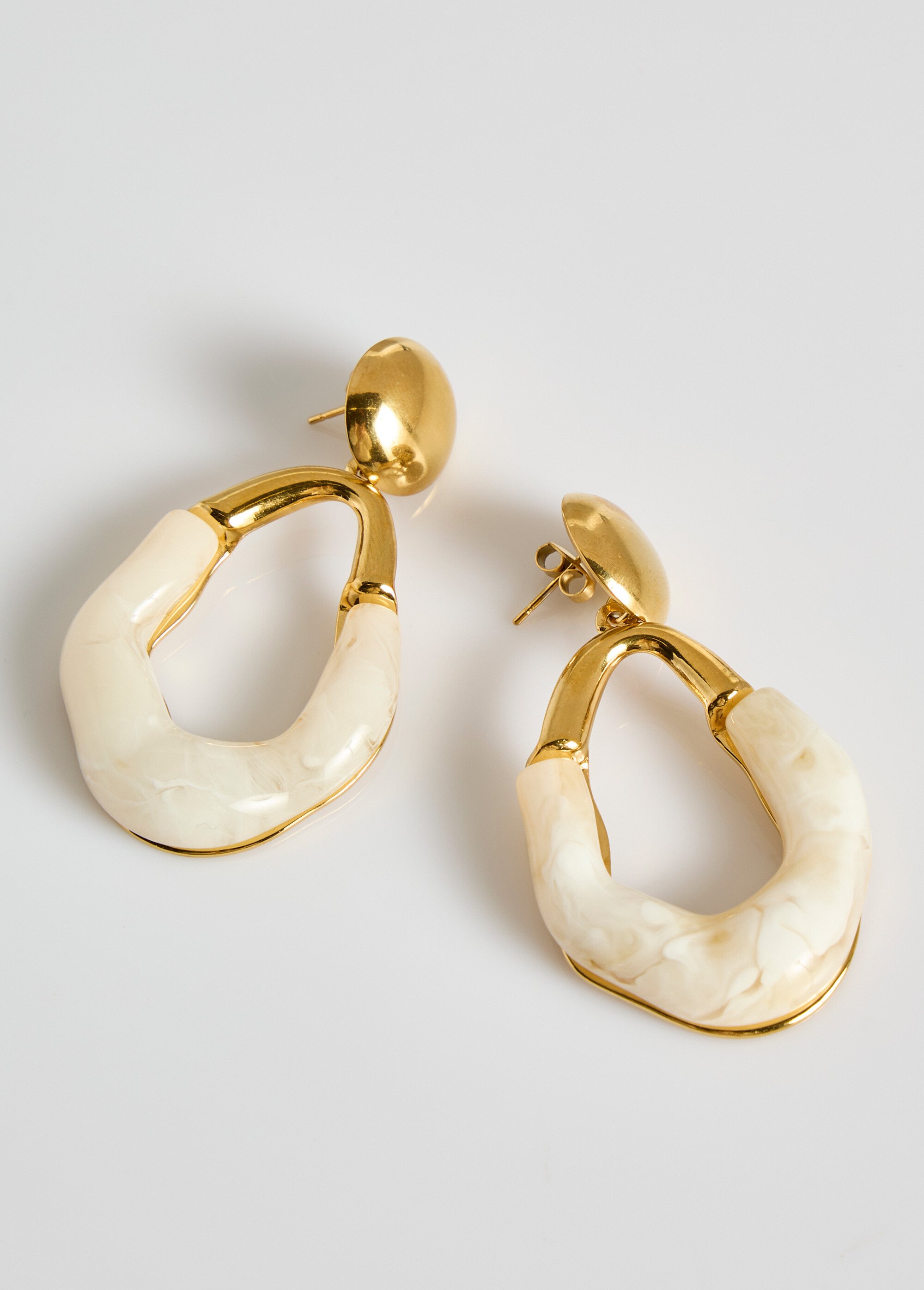 Boucles d'oreilles acier inox et résine Doré L03-537 FA1