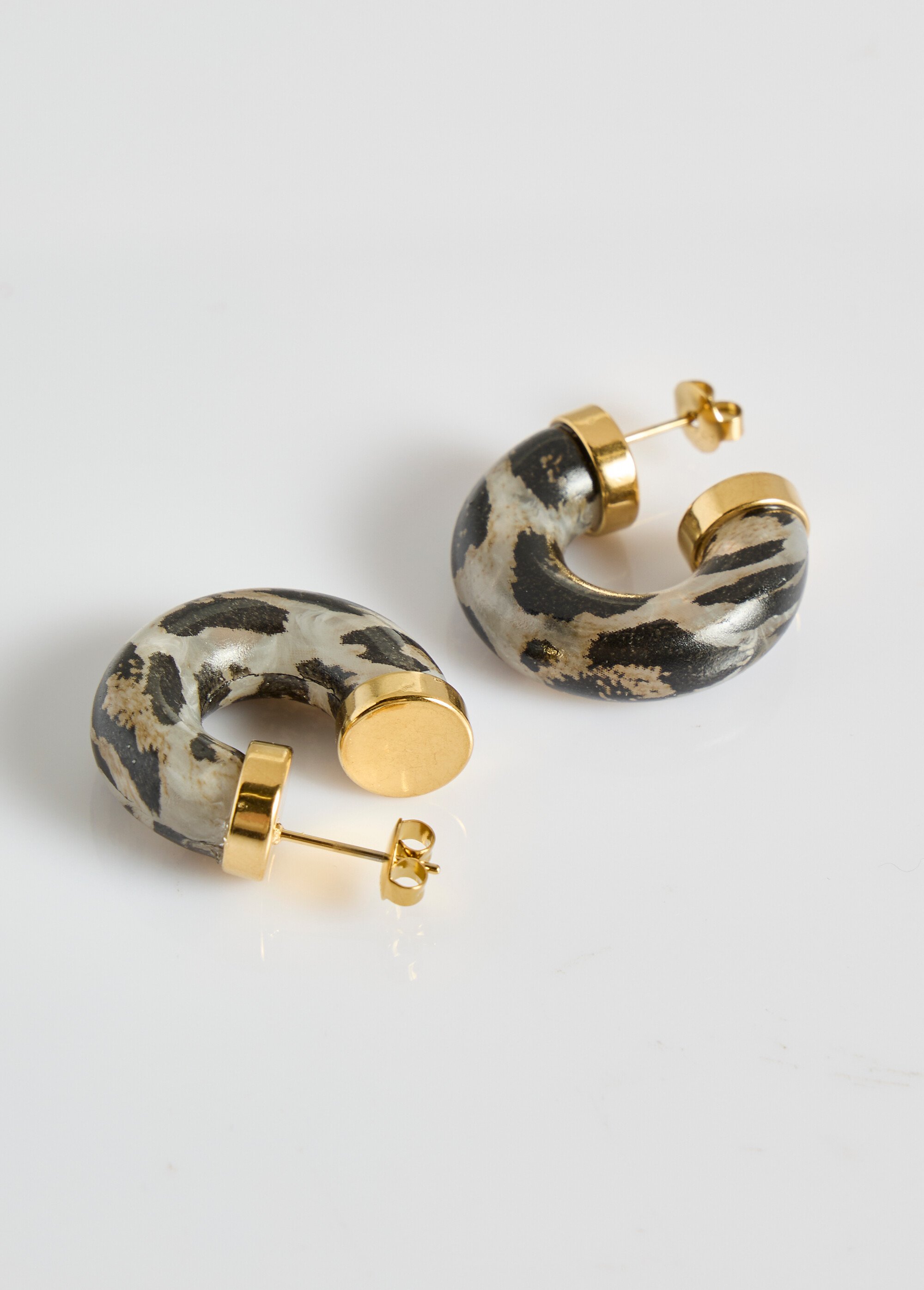 Boucles d'oreilles créoles acier résine