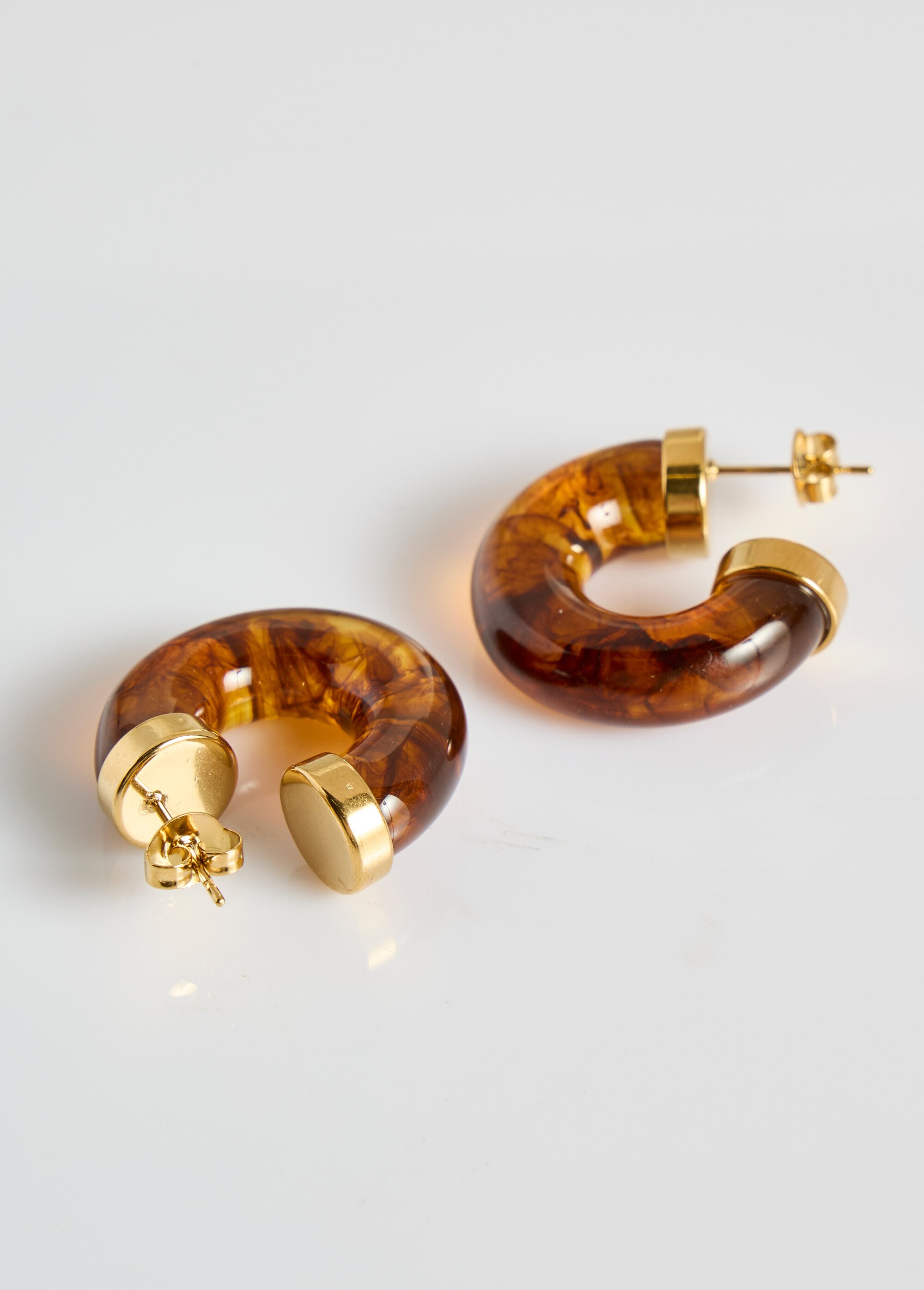 Boucles d'oreilles créoles acier résine