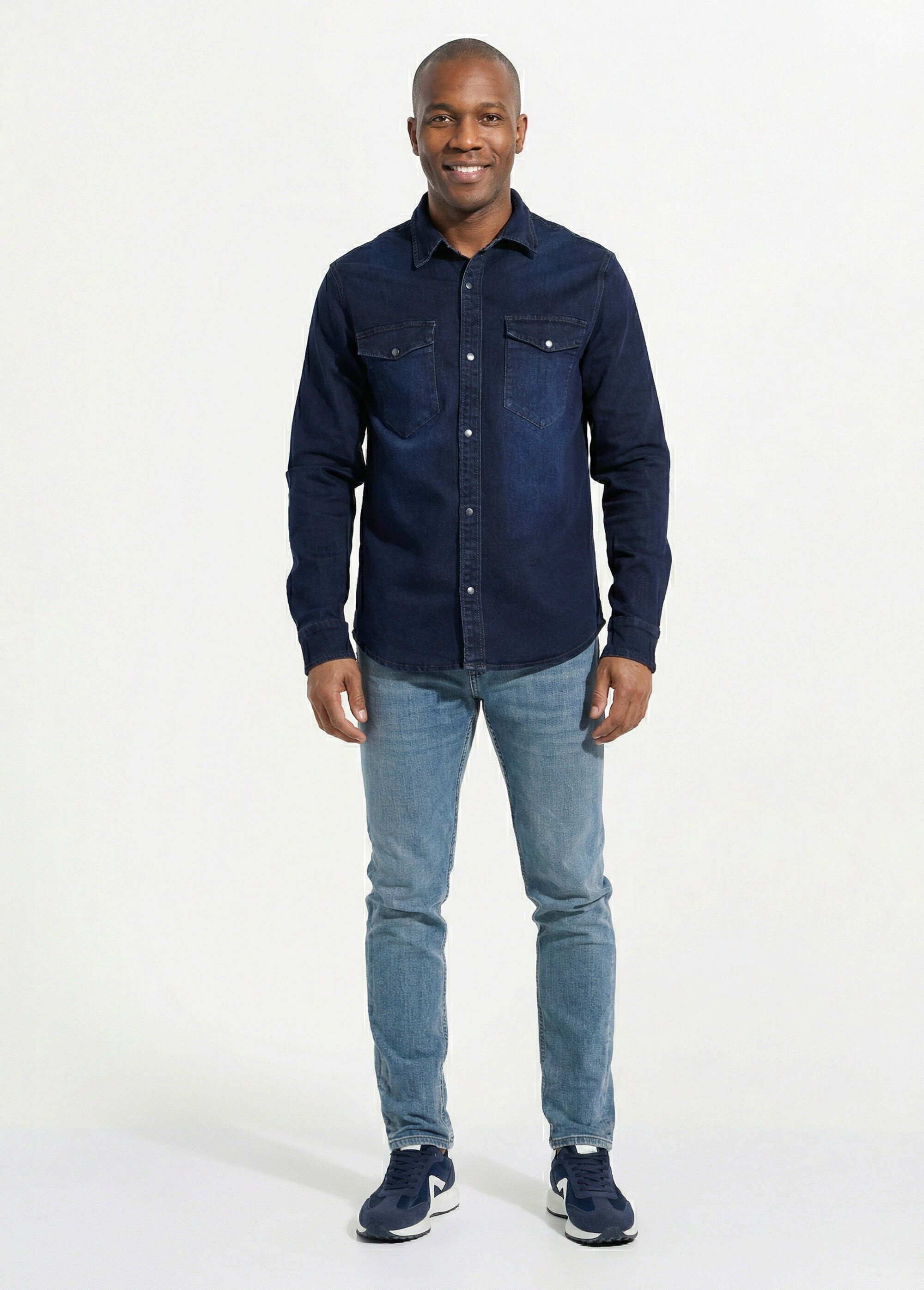 Chemise en jean brut, pressions métal Homme Bleu LYSDC3270 SF1