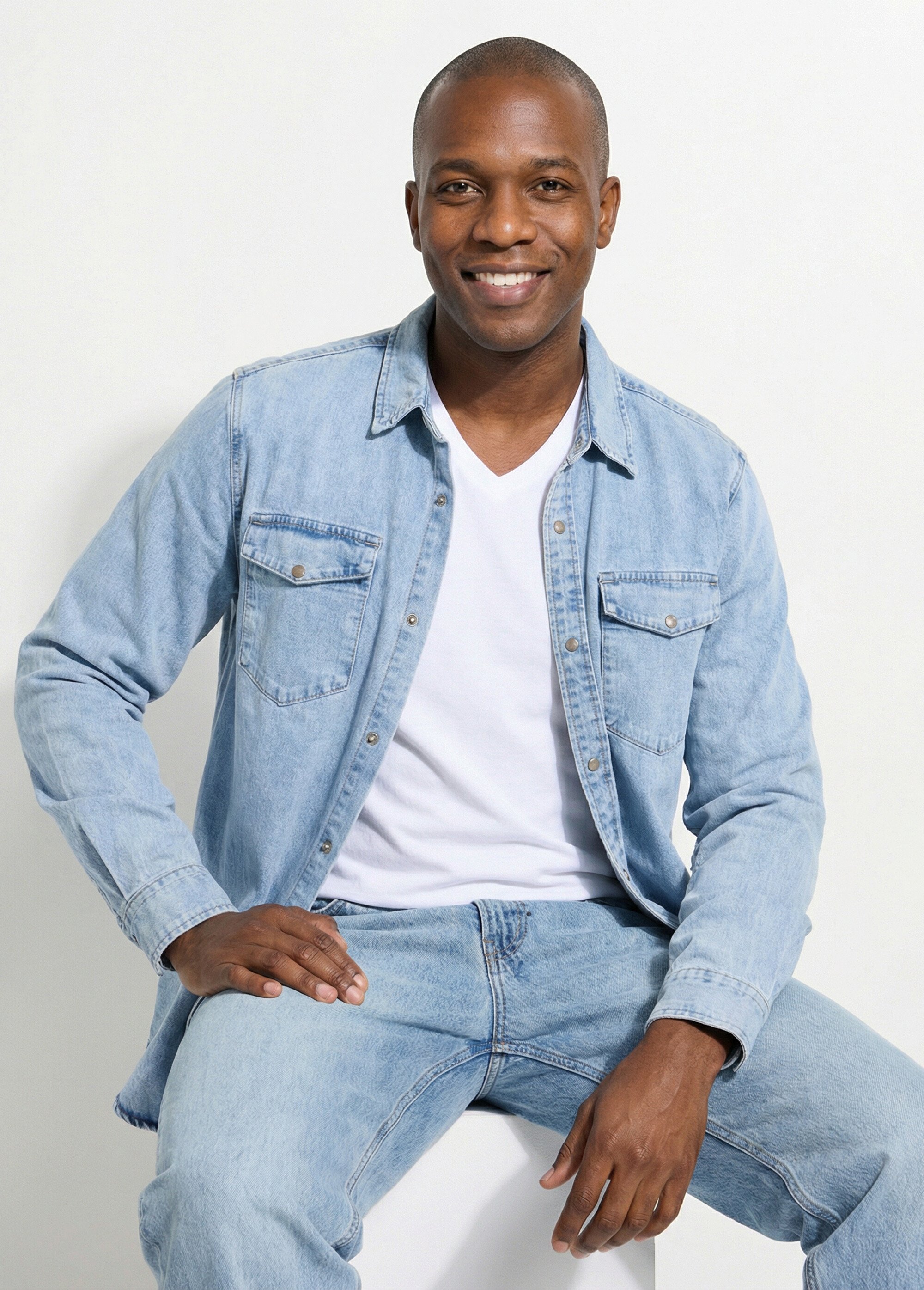 Chemise en jean, délavage stone