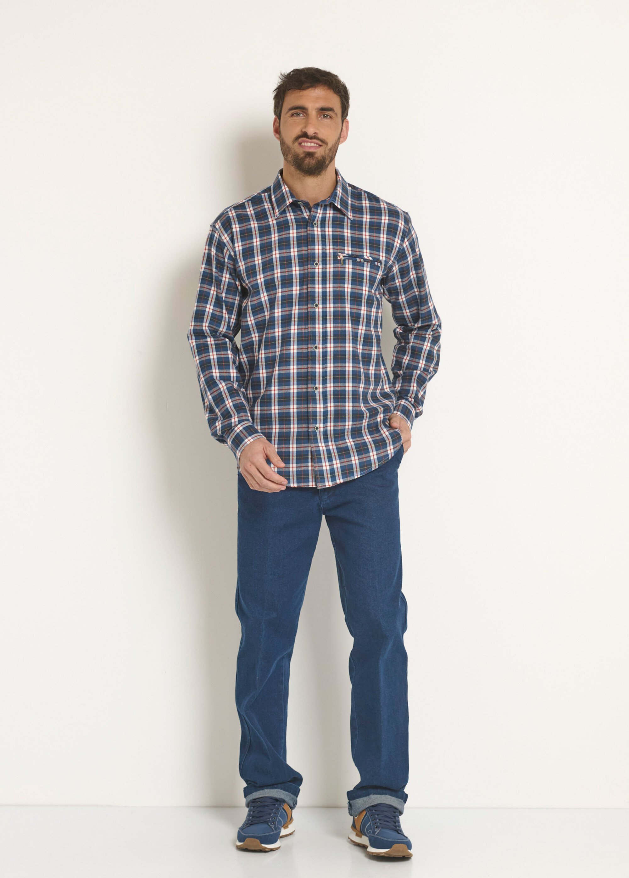Chemise Homme PEPE JEANS En Flanelle Bleue à Carreaux – Taille M – Coton Et Lin