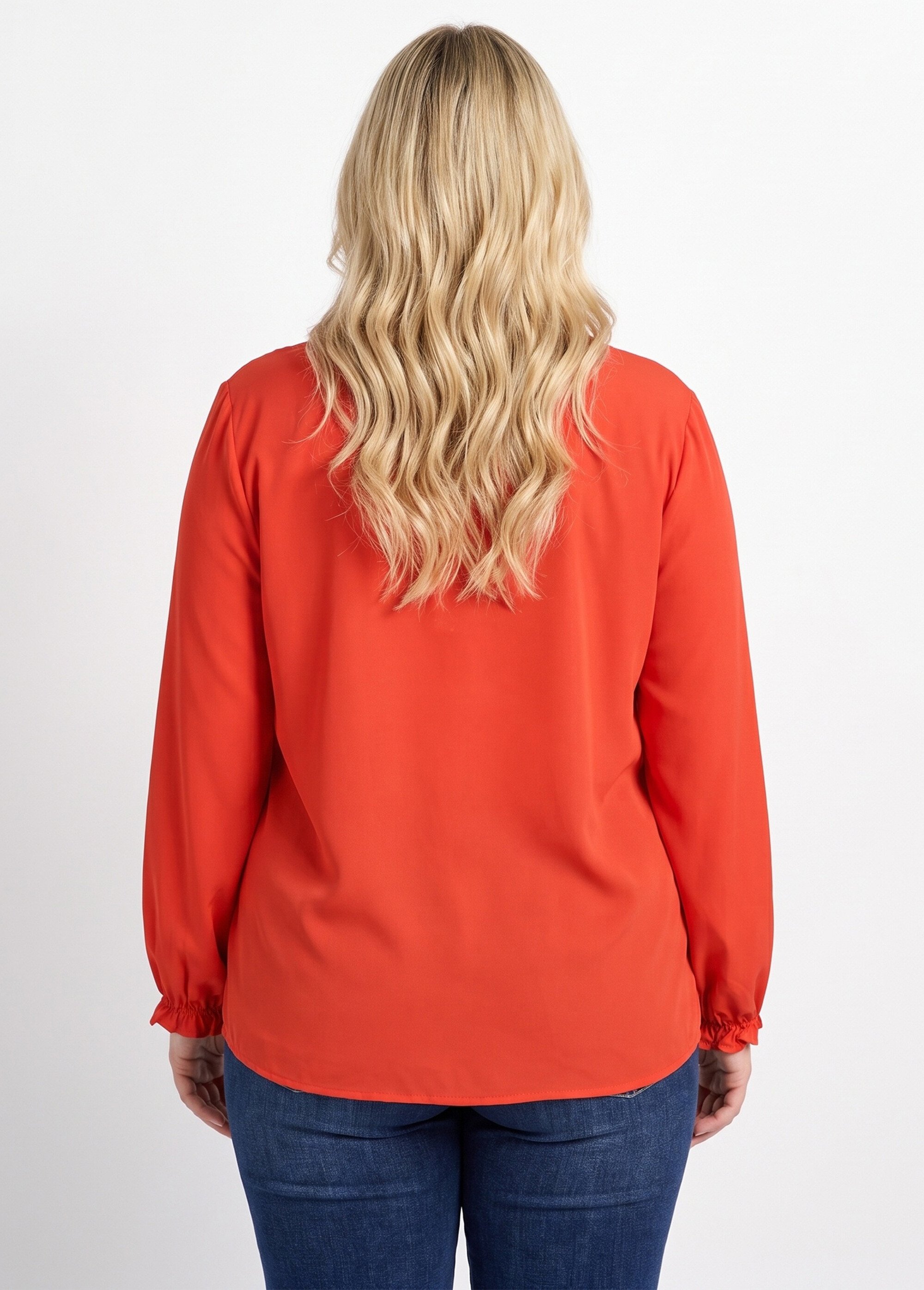 Chemisier fluide avec détails dentelle Femme Grande Taille Rose MA-M1016-1207 DO1