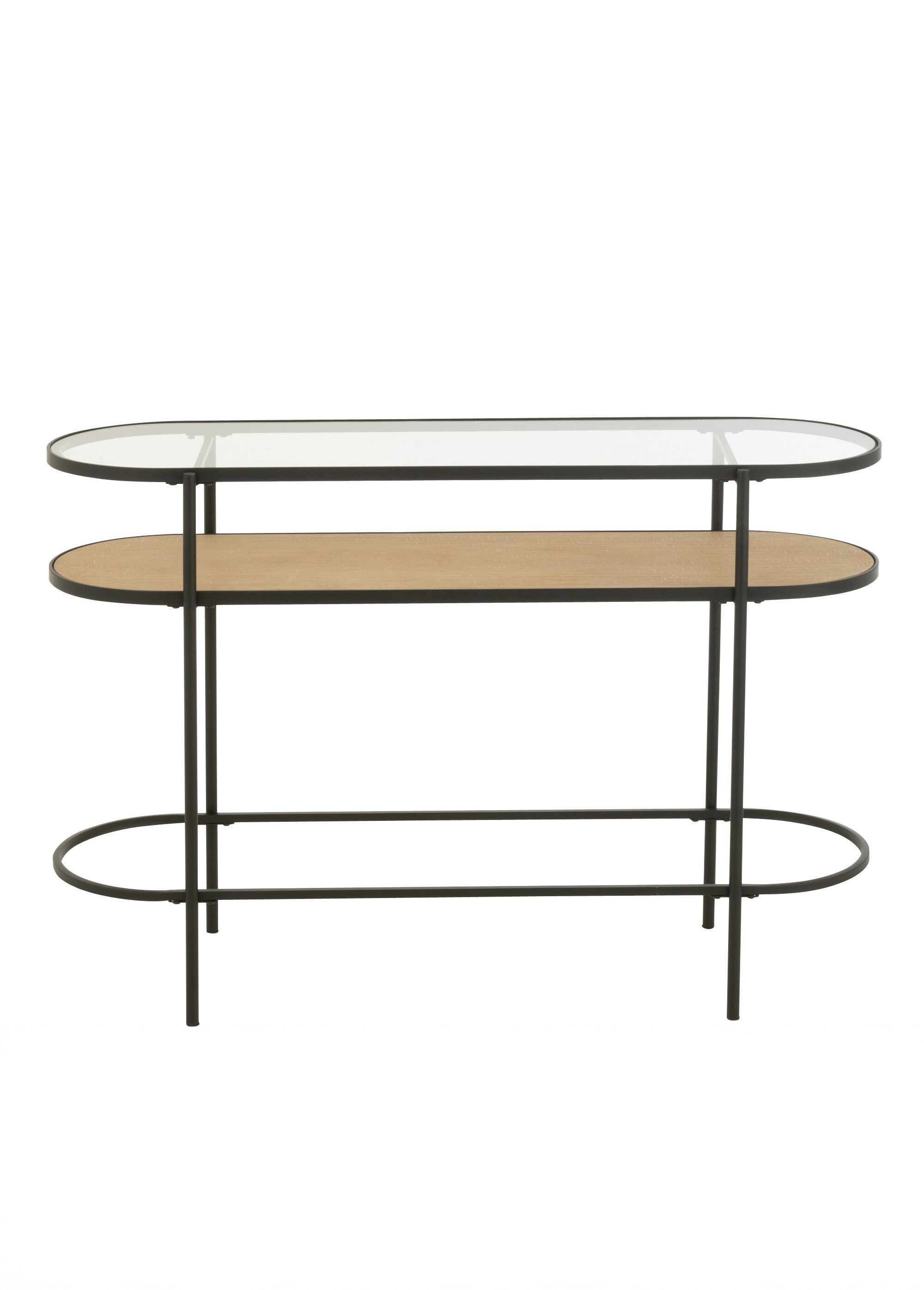 Console ovale chic métal, bois et verre
