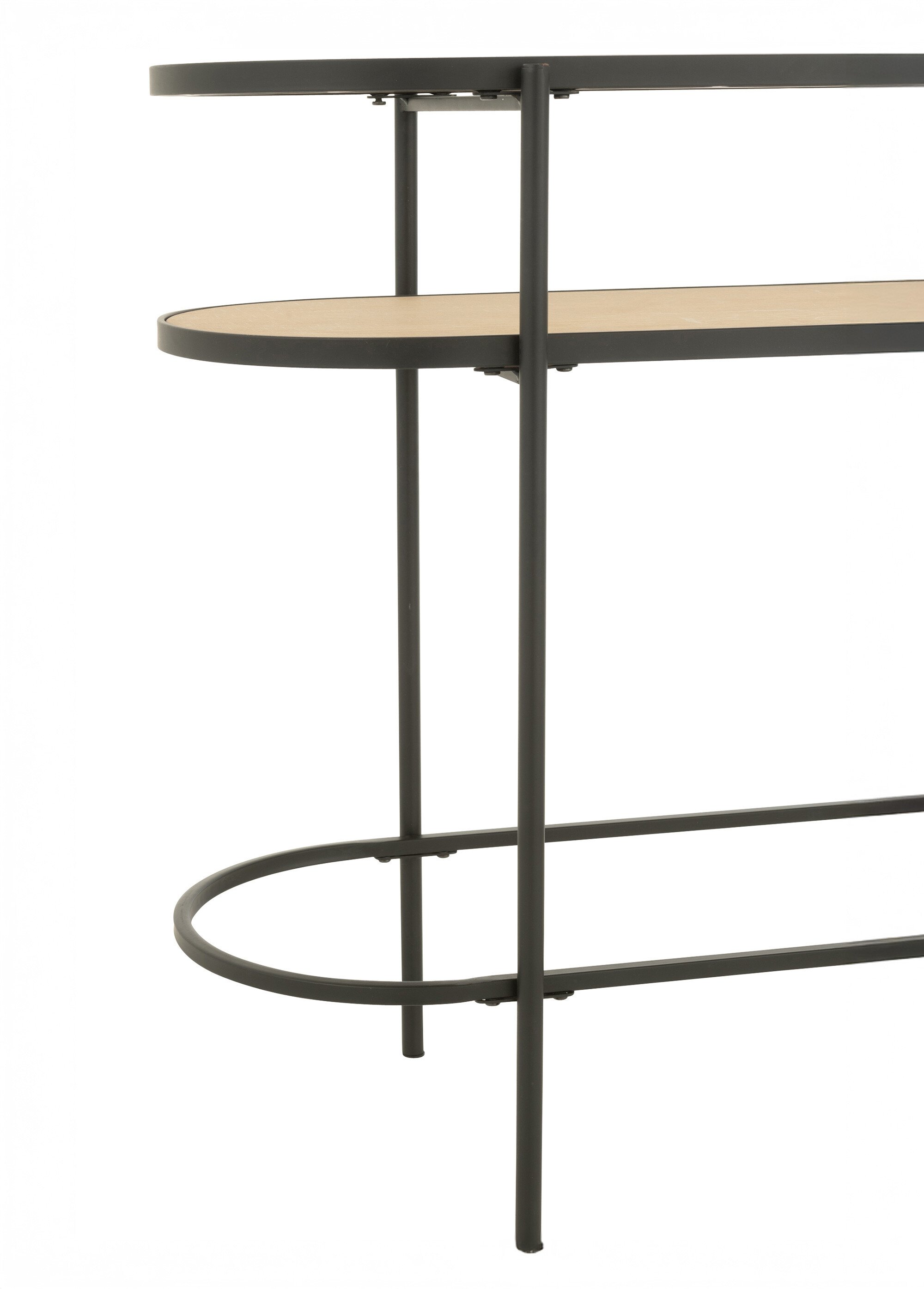 Console ovale chic métal, bois et verre BEIGE JP-57586 DE2