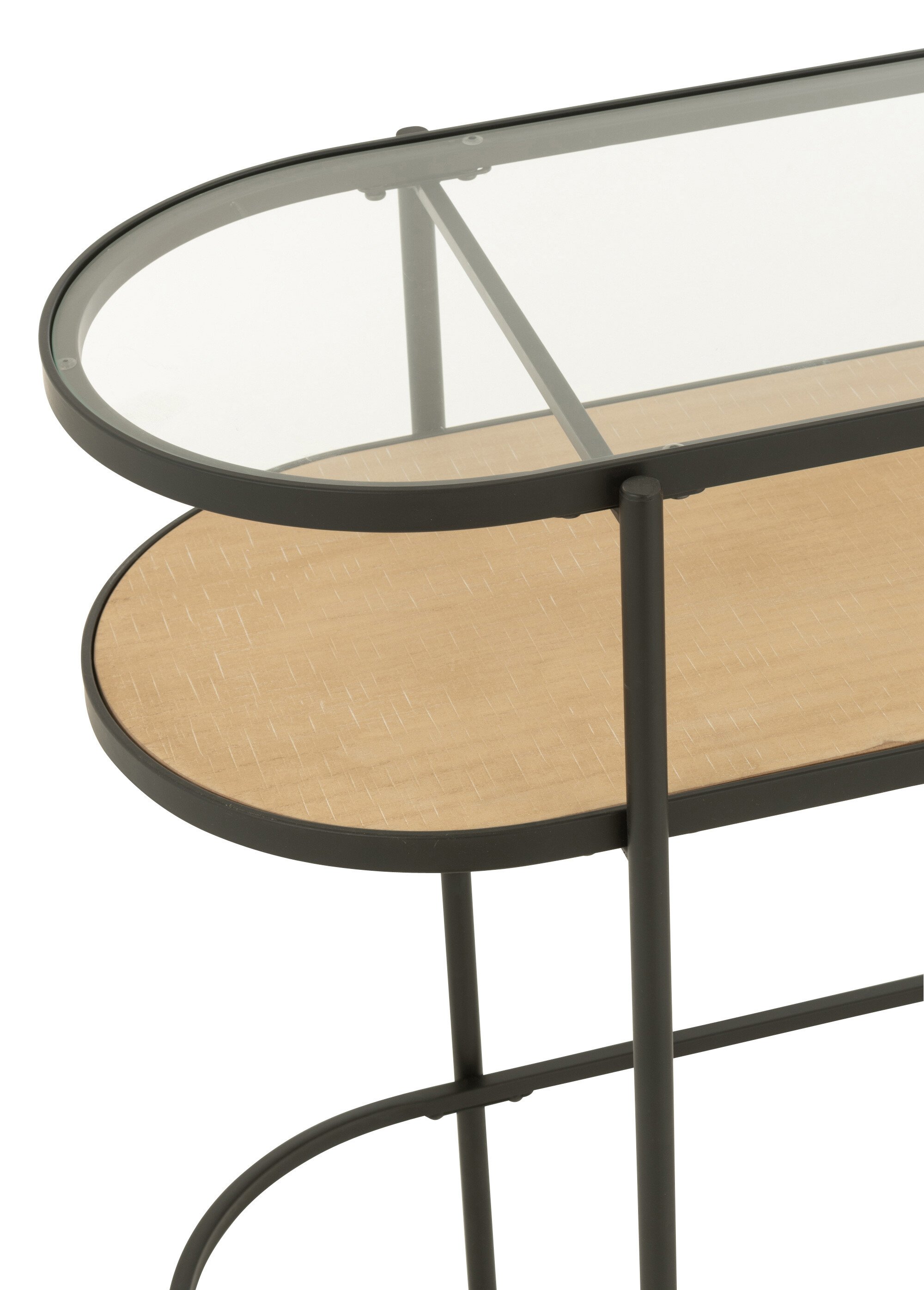 Console ovale chic métal, bois et verre BEIGE JP-57586 DE3