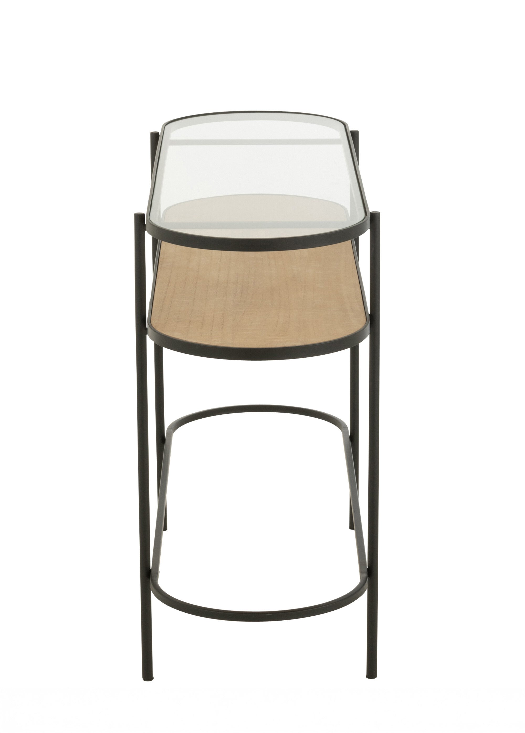 Console ovale chic métal, bois et verre BEIGE JP-57586 DR1