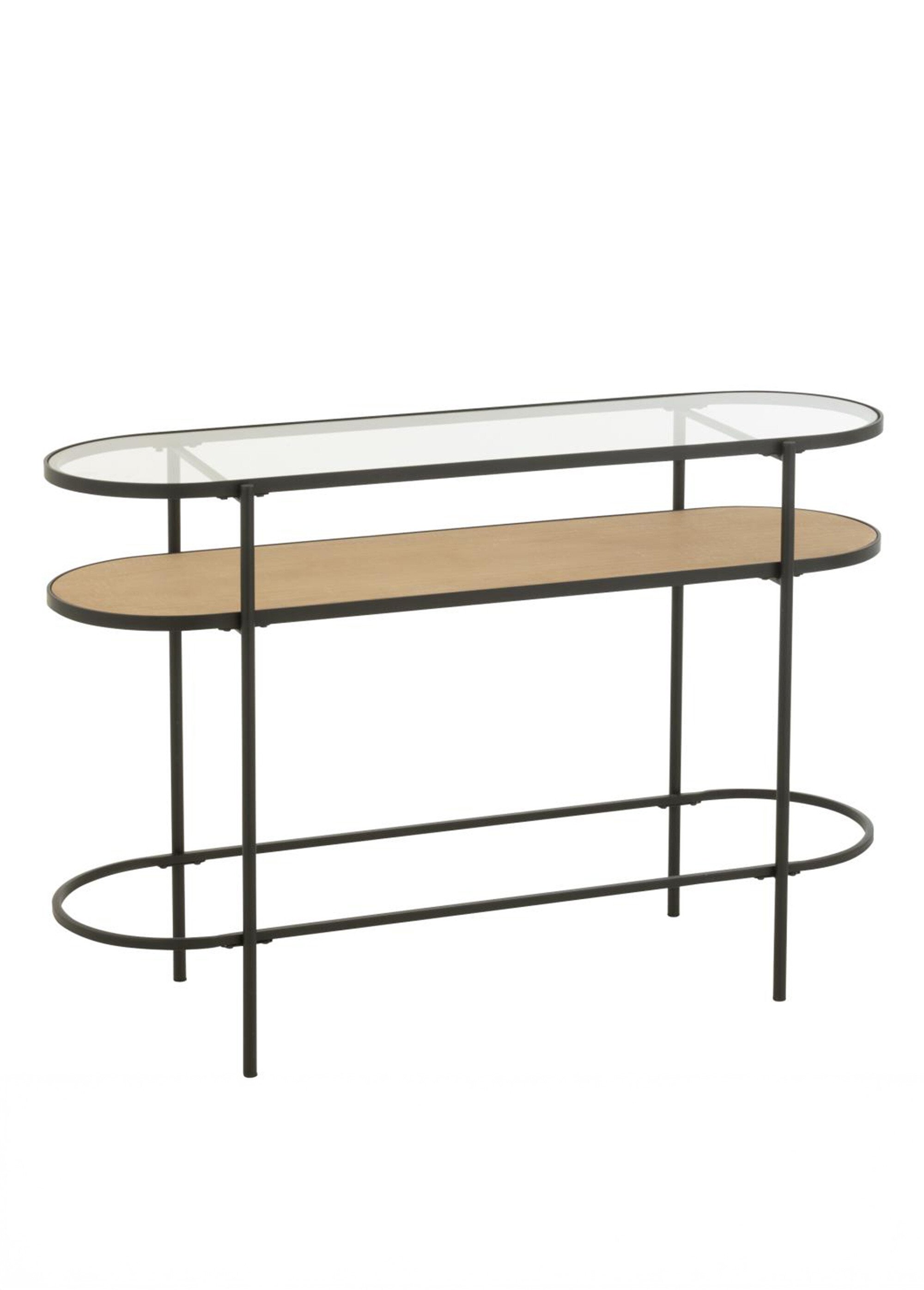 Console ovale chic métal, bois et verre