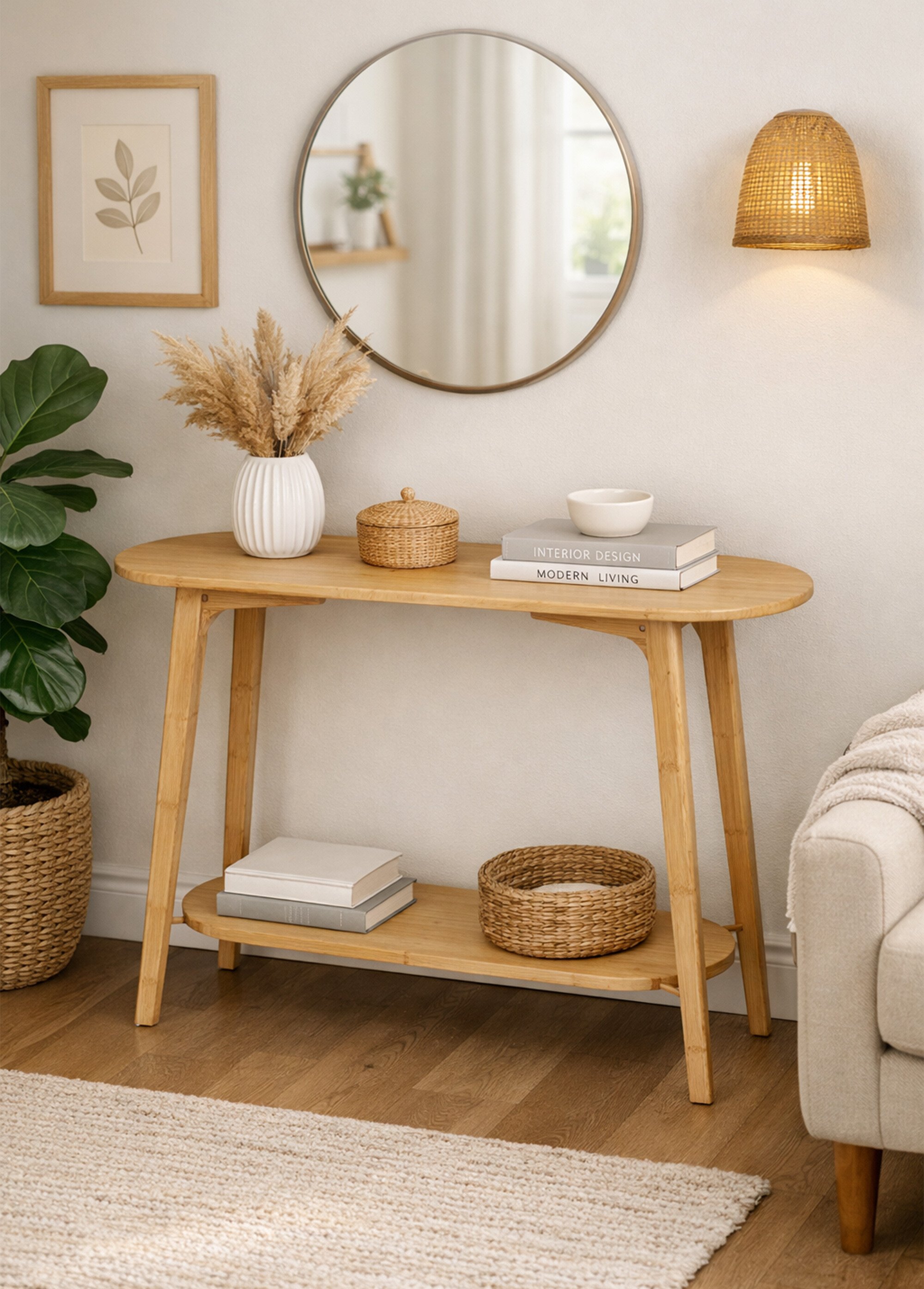 Console style ethnique en bambou BEIGE JP-50844 SI1