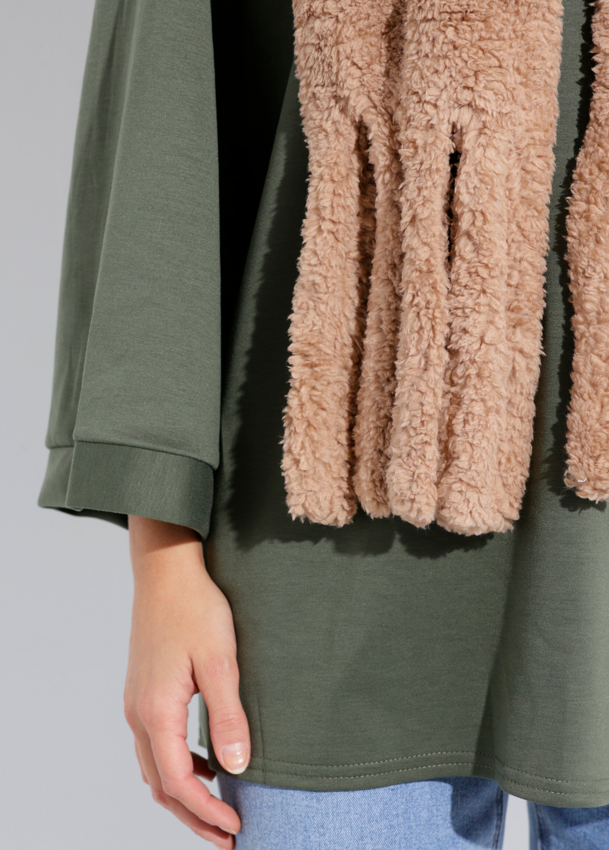 Echarpe chaude, polaire uni façon sherpa Femme Marron NES180LSW2417 DE1