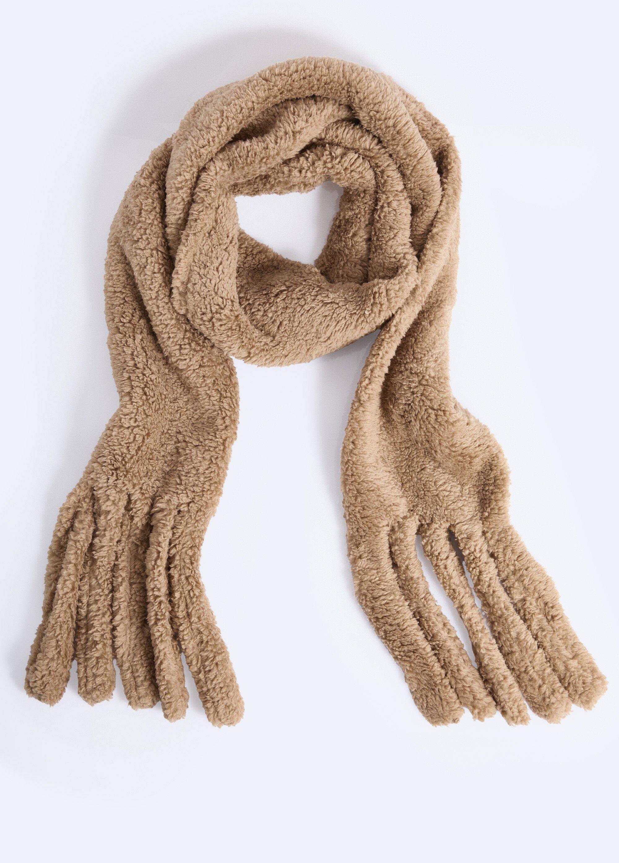 Echarpe chaude, polaire uni façon sherpa Femme Marron NES180LSW2417 FA1