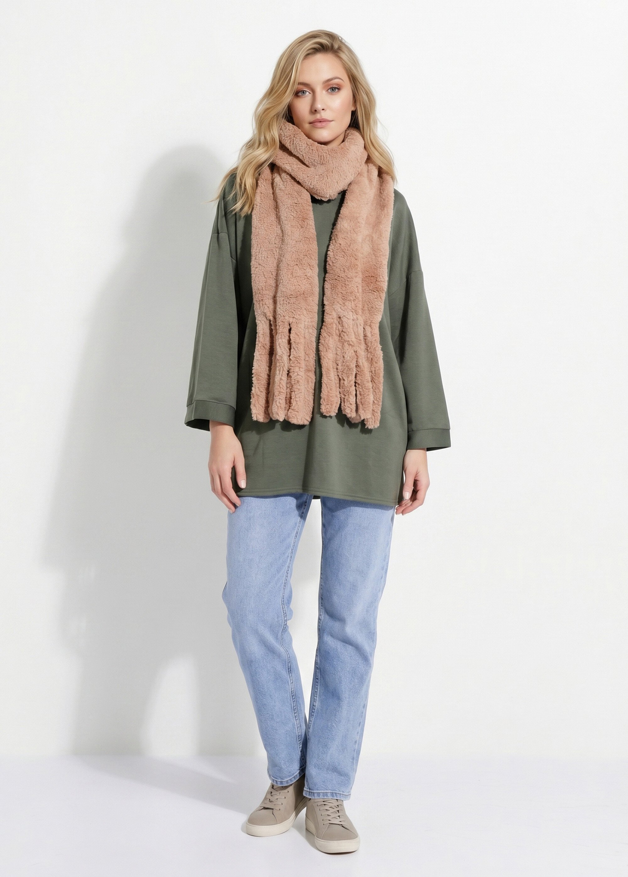 Echarpe chaude, polaire uni façon sherpa Femme Marron NES180LSW2417 SI1