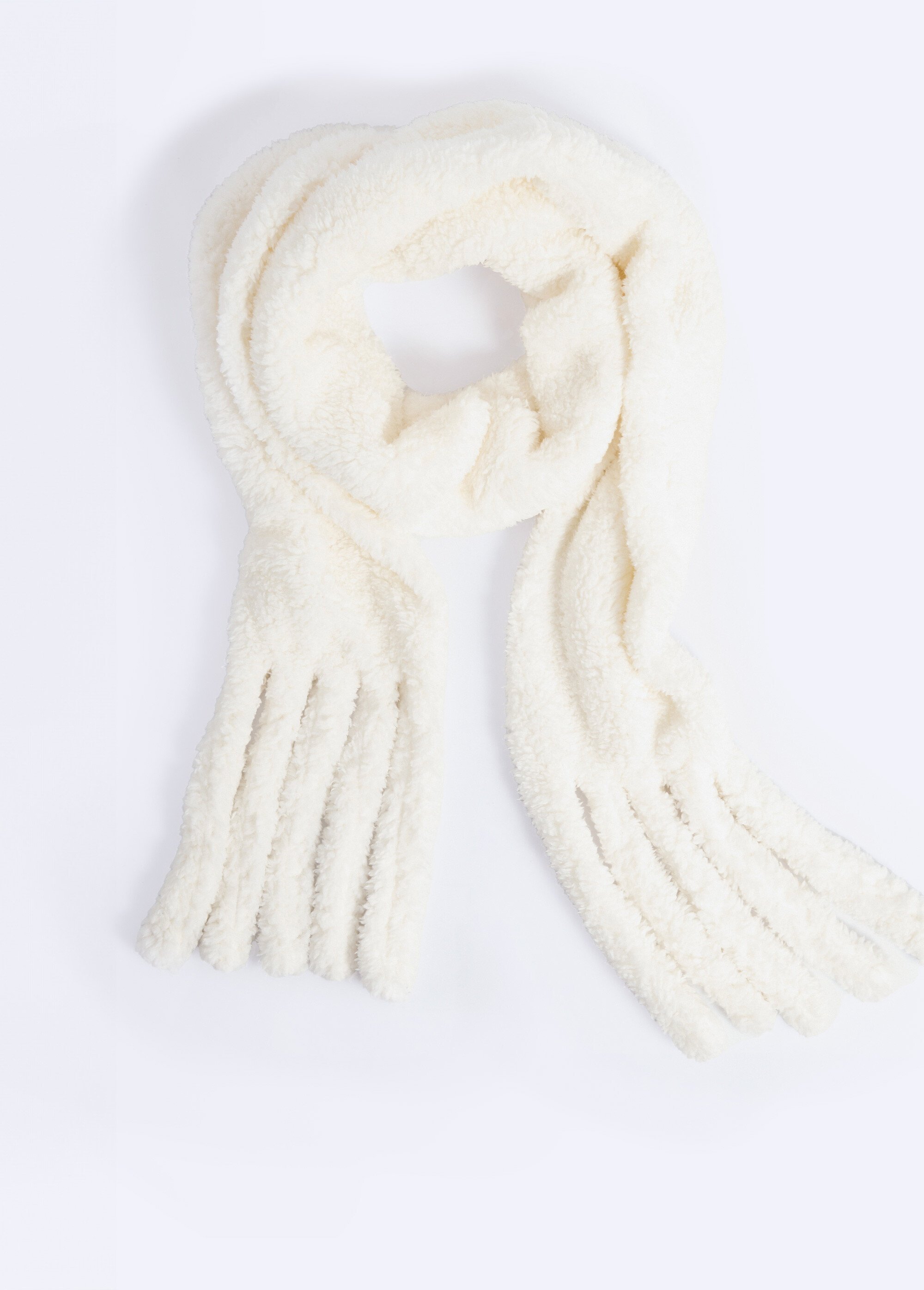 Echarpe chaude, polaire uni façon sherpa Femme Blanc NES180LSW2417 FA1