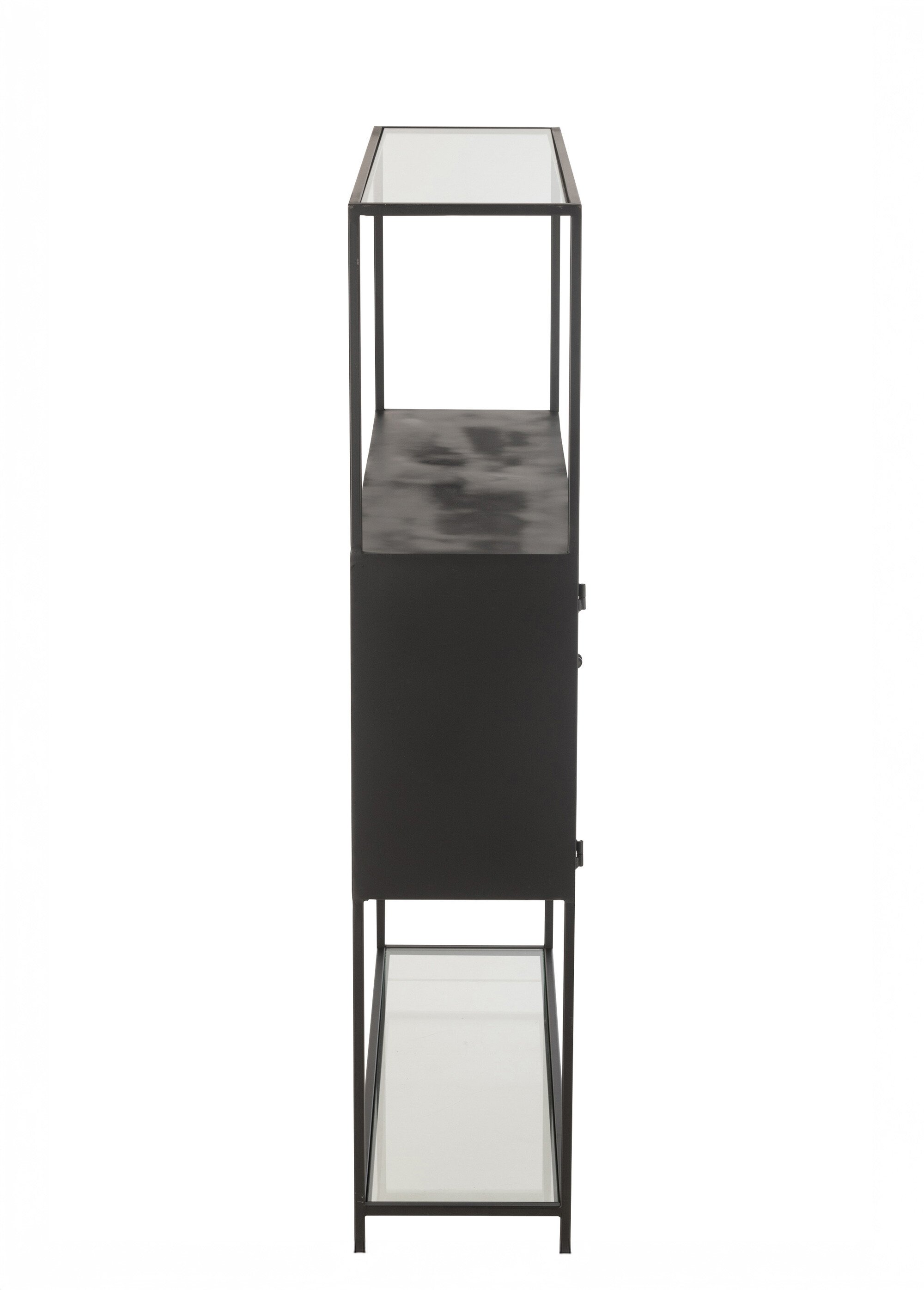 Etagère métal mat 2 portes + 2 niveaux NOIR JP-46197 DR1
